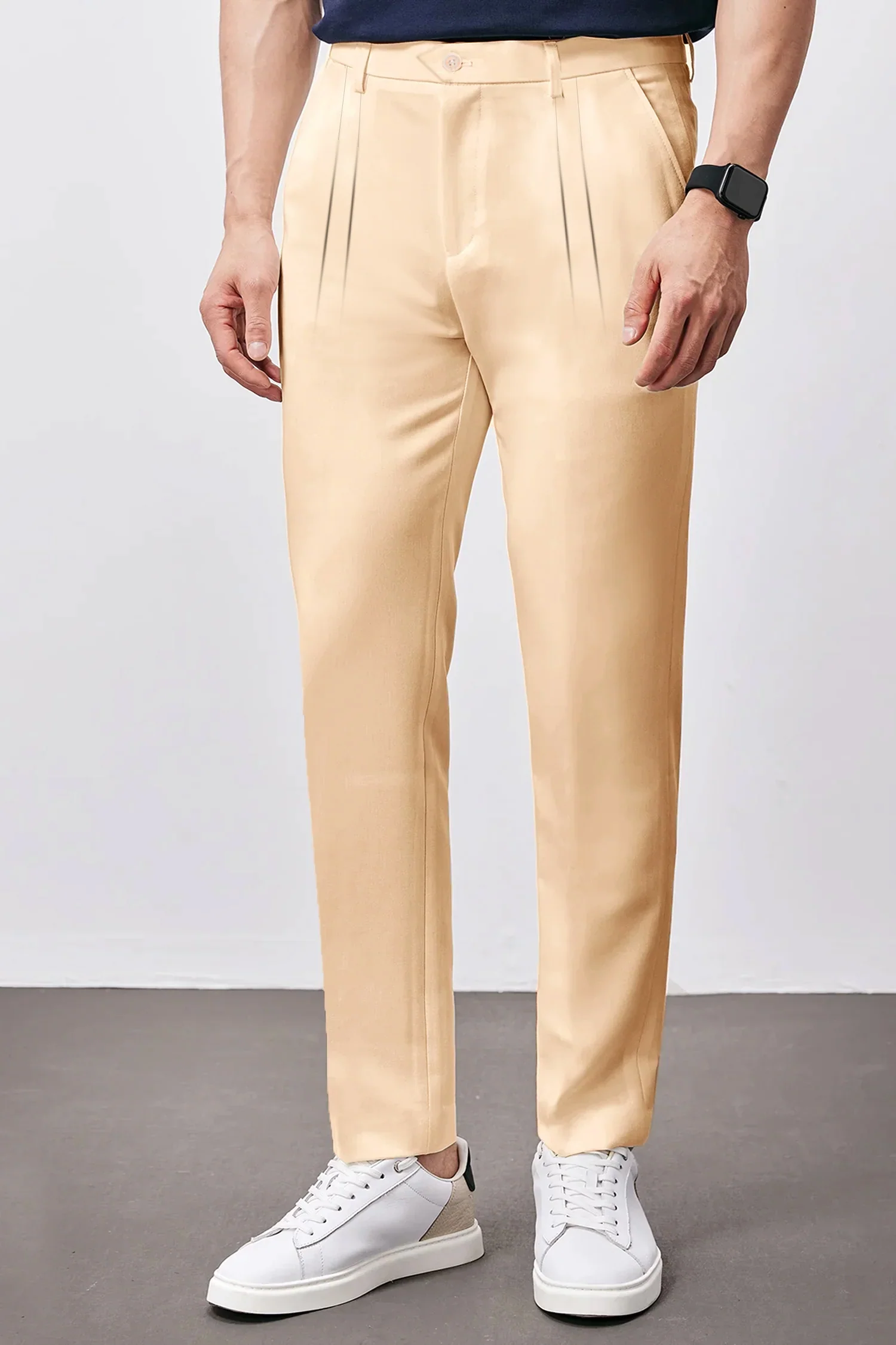 Double Plate Men's Carrot Fit Cotton Pant In Skin