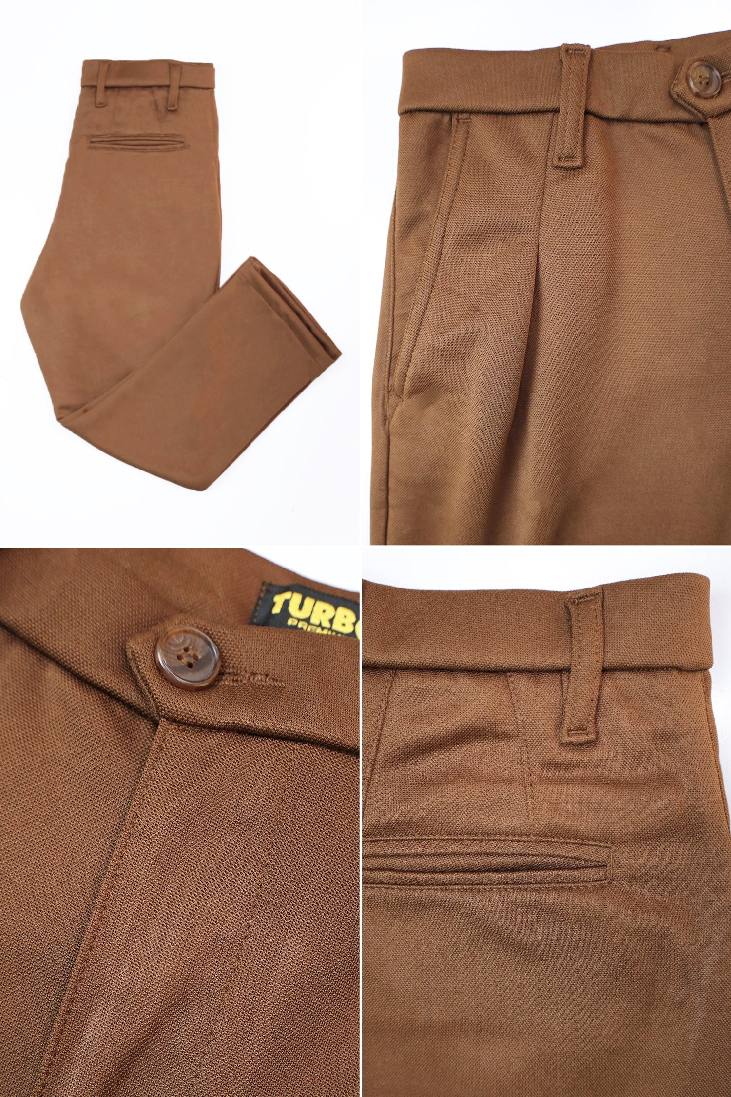 Single Plated Men's Cotton Pant In Brown - Image 2