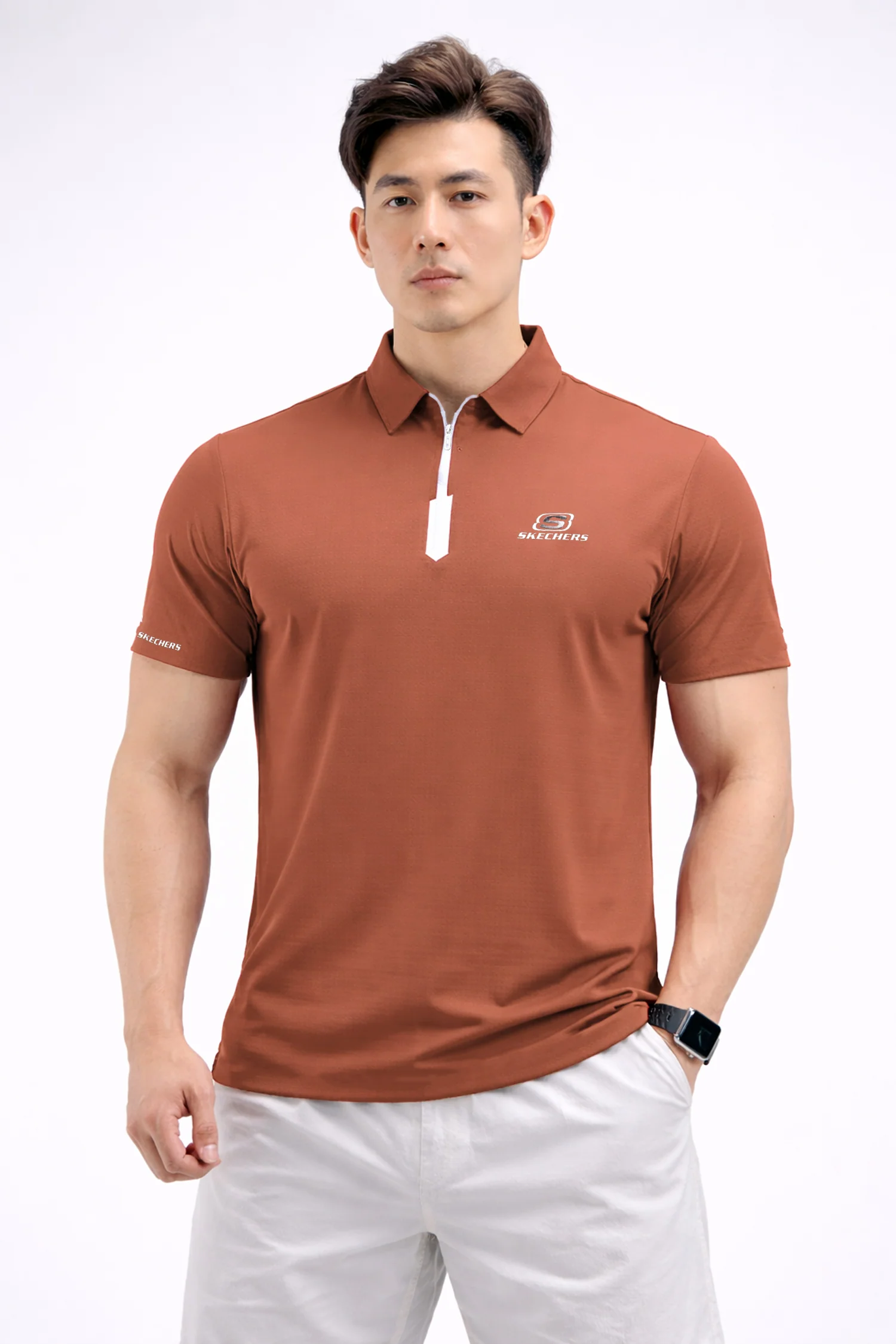 Skchrs Urban Mesh Men's Polo Shirt In Red Brick