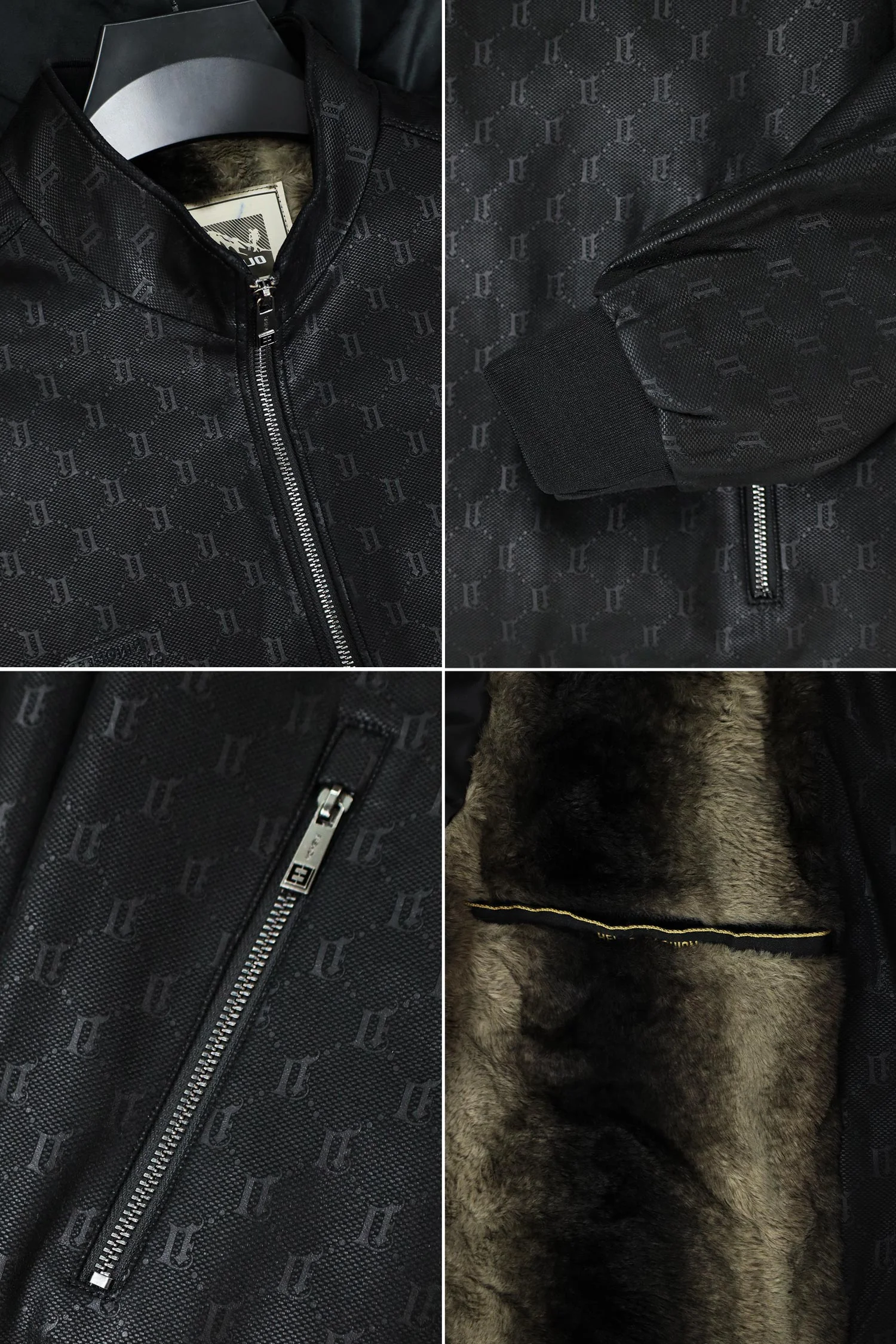 Splash FAV Textured Suede Leather Jacket In Black - Image 4