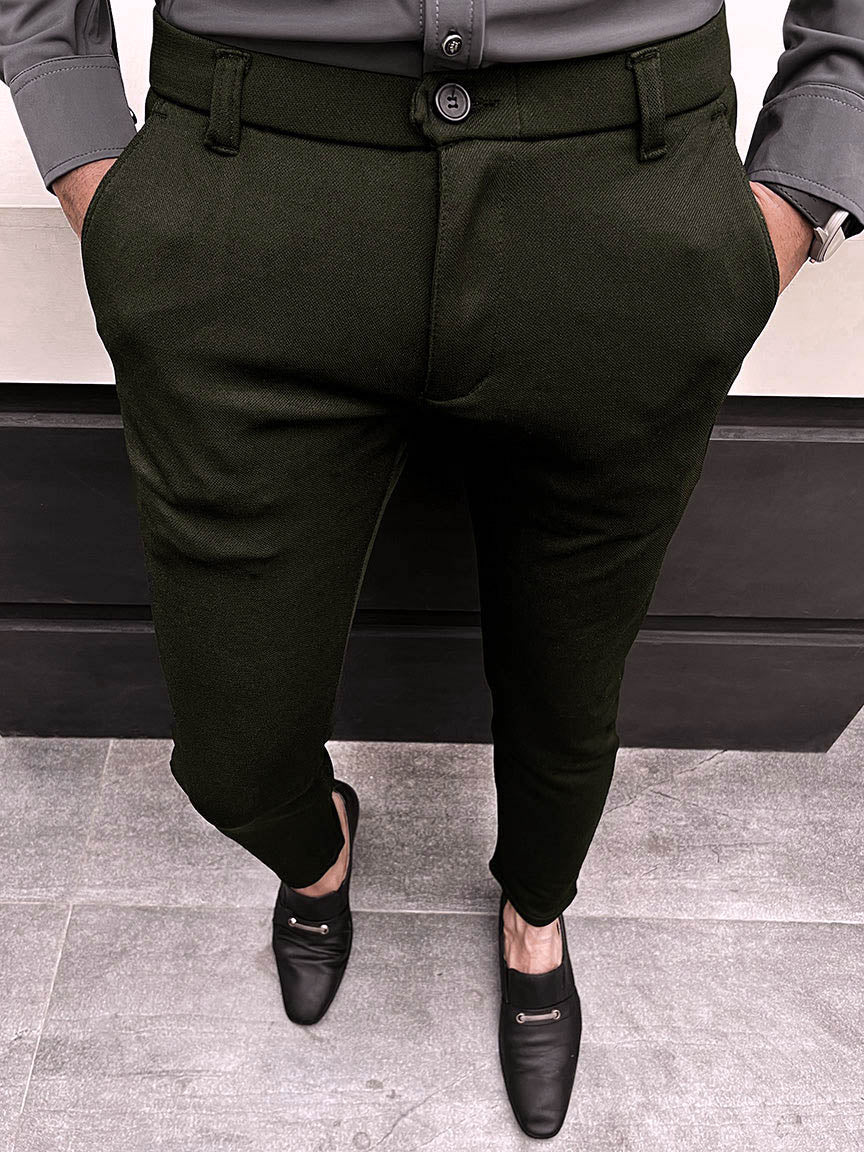 Super Elastic Slim Cotton Pant in Olive