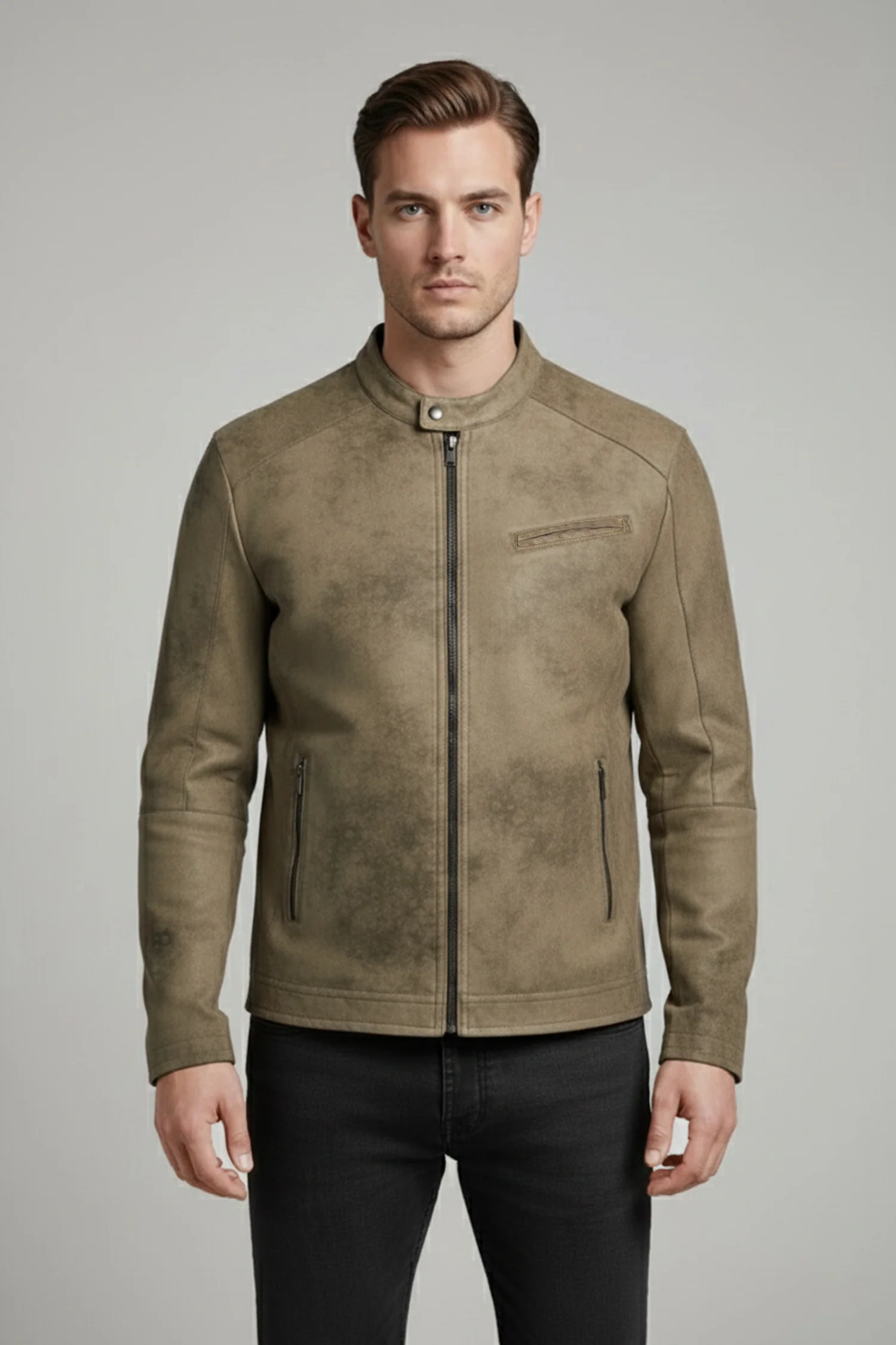 Men's Distressed Suede Leather Jacket - Image 6