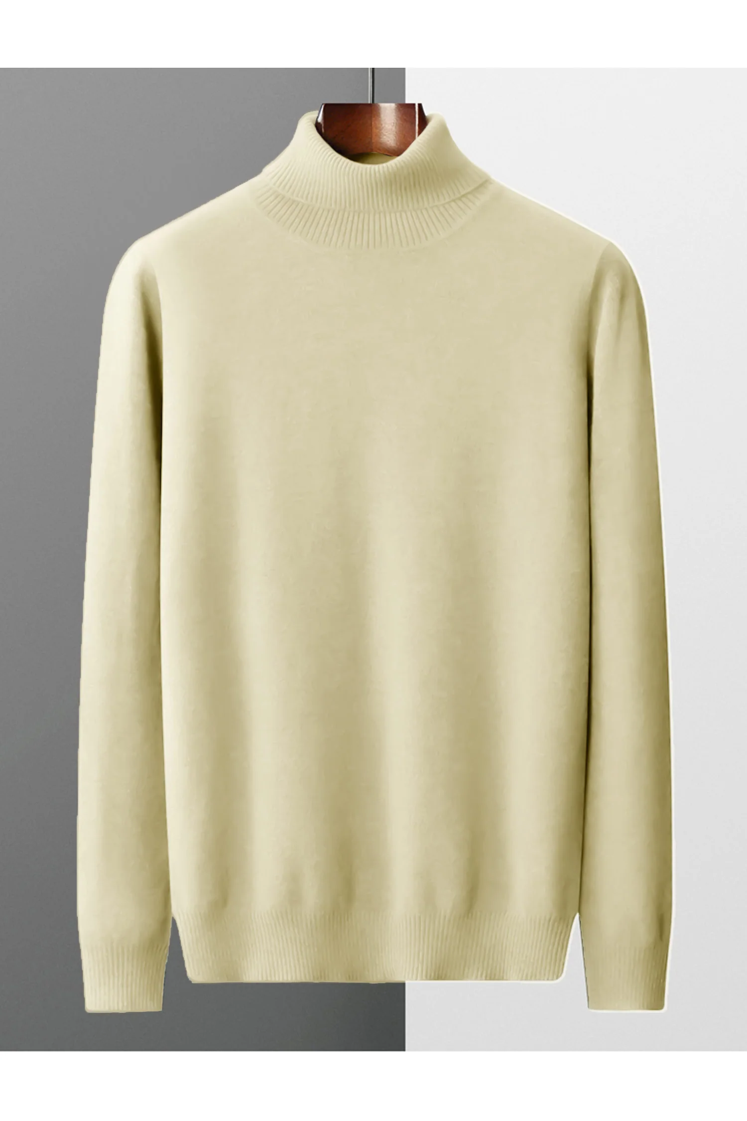 Thermal Winter Turtleneck Pullover High Neck In Cream - Image 3