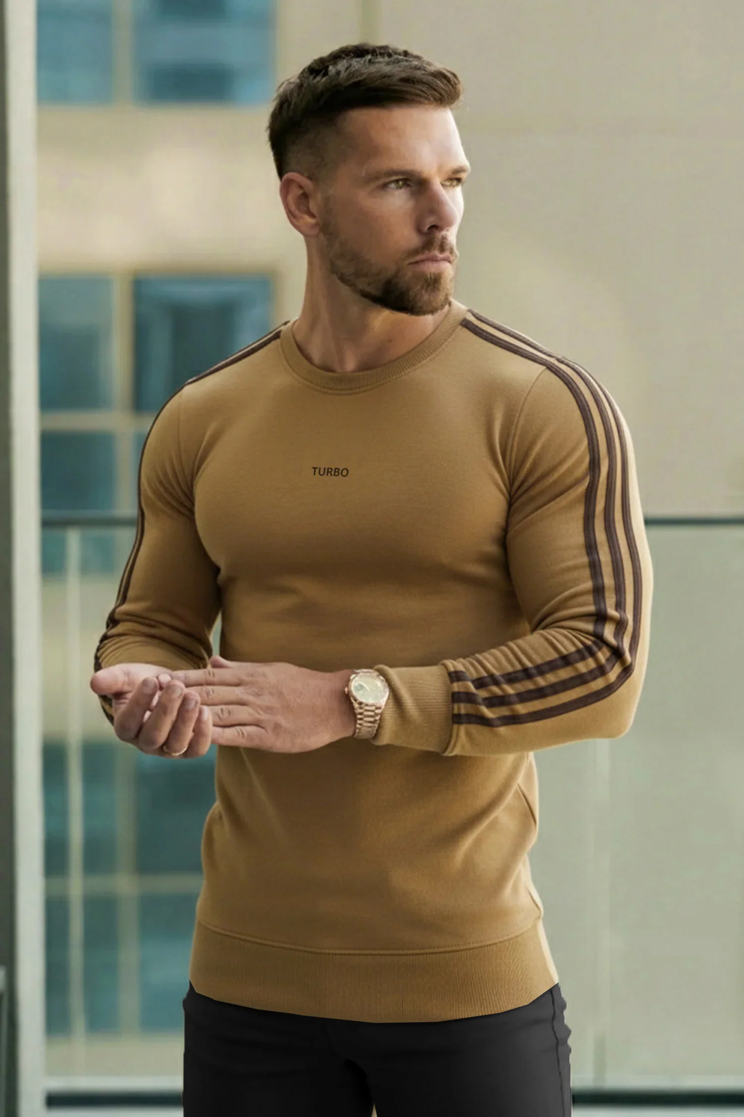 Turbo 3 Stripes Round Neck Men's Sweatshirt - Image 7