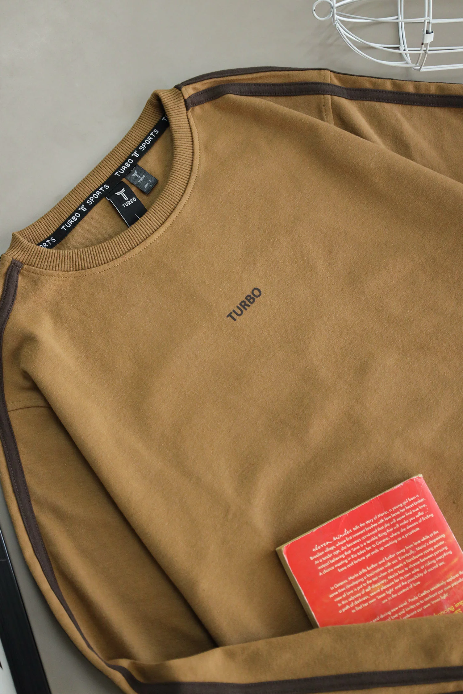 Turbo 3 Stripes Round Neck Men's Sweatshirt In Khaki - Image 4