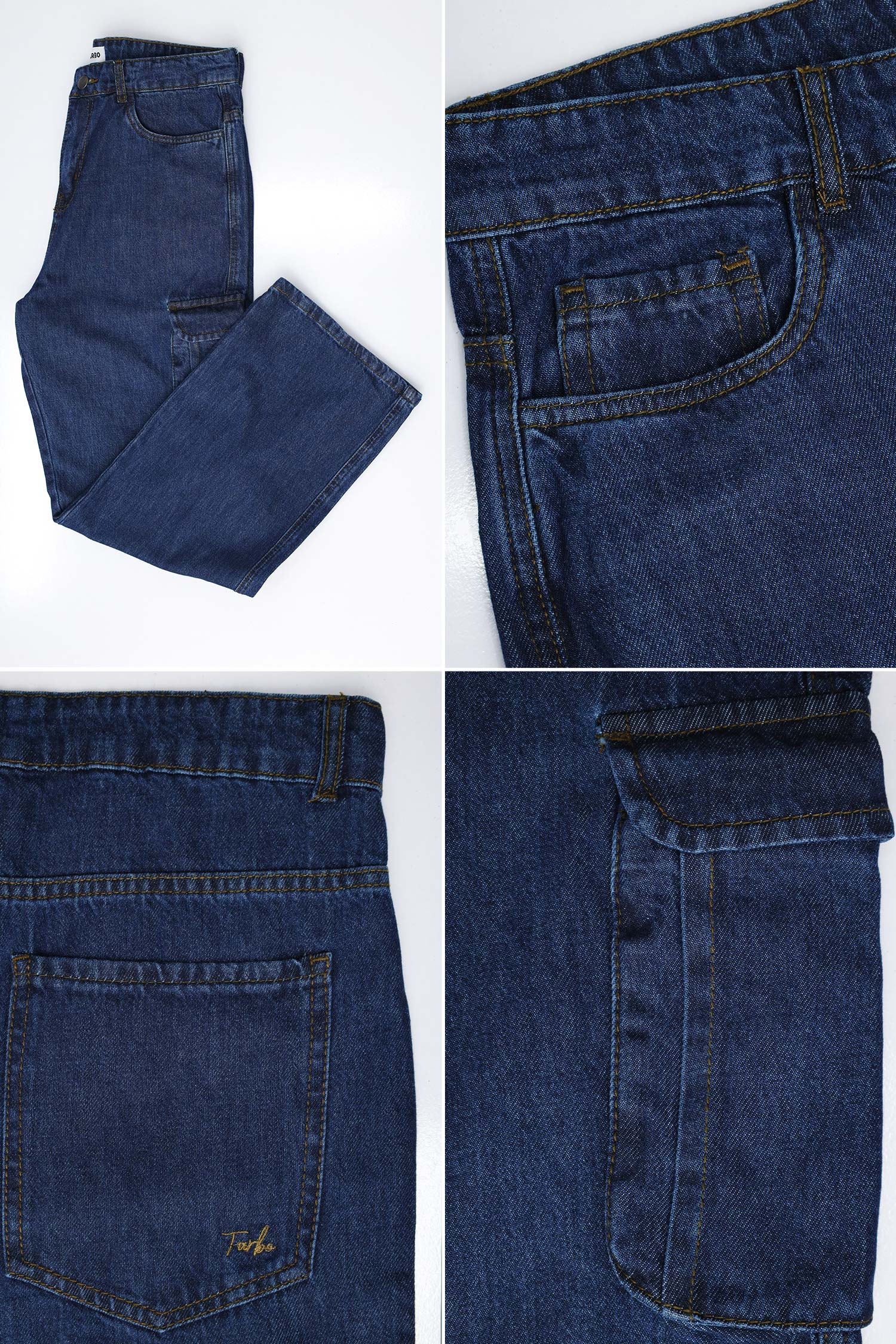 Turbo 6 Pockets Skater Baggy Jeans In Dark Blue - Image 4