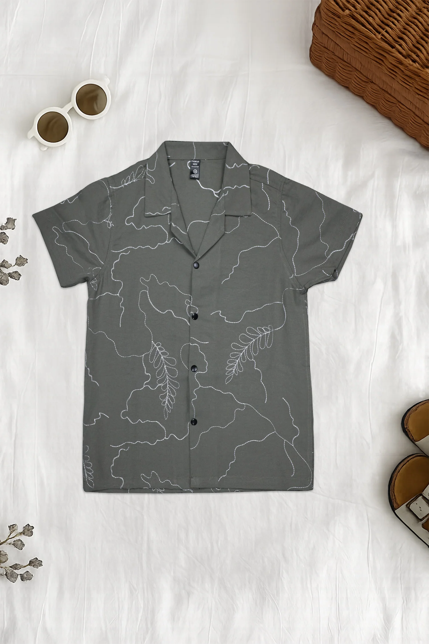 Turbo Botanical Line Pattern Younger Kids Casual-Shirt - Image 3