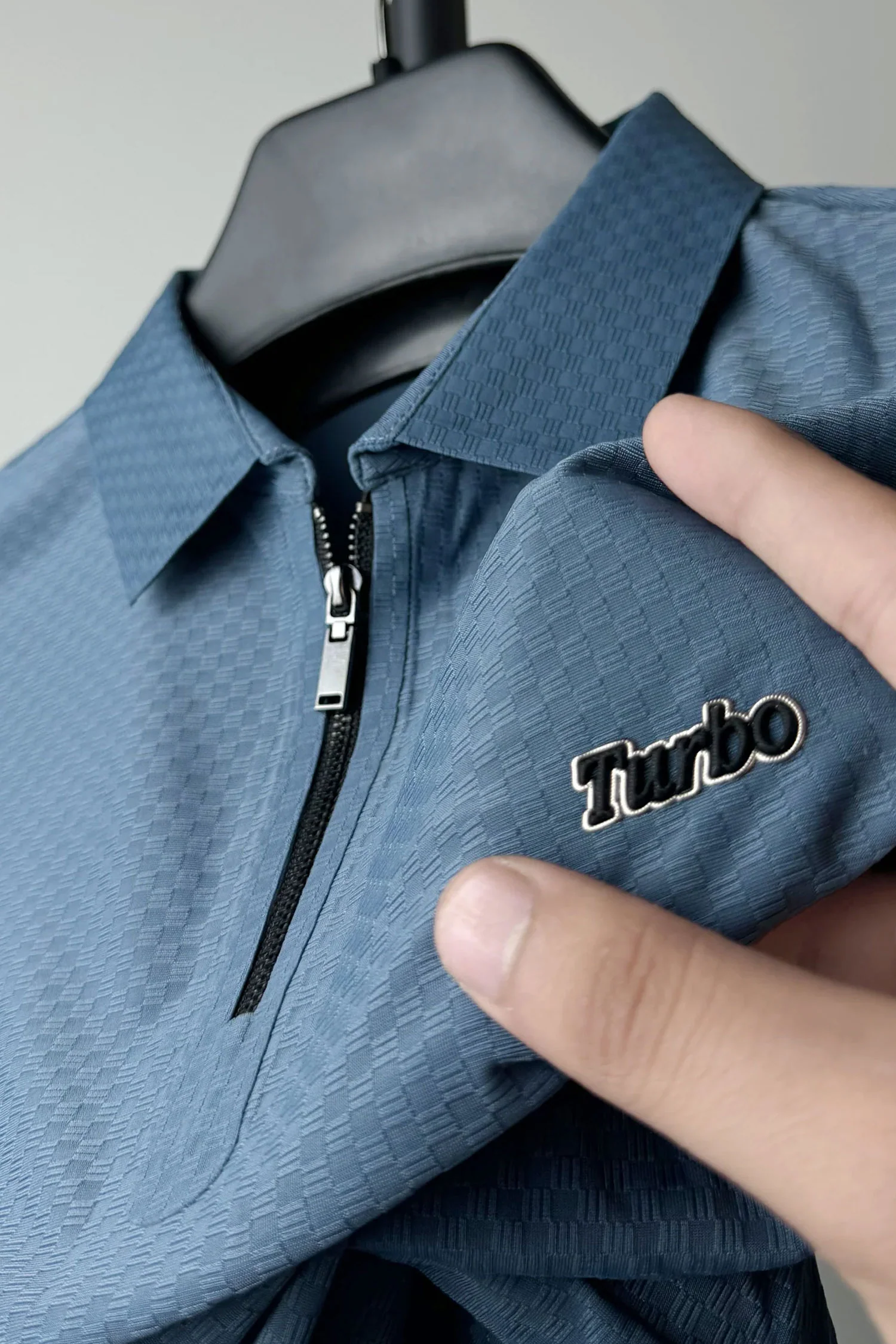 Turbo Abstract Symmetry Zip-Collar Men's Polo Shirt - Image 5