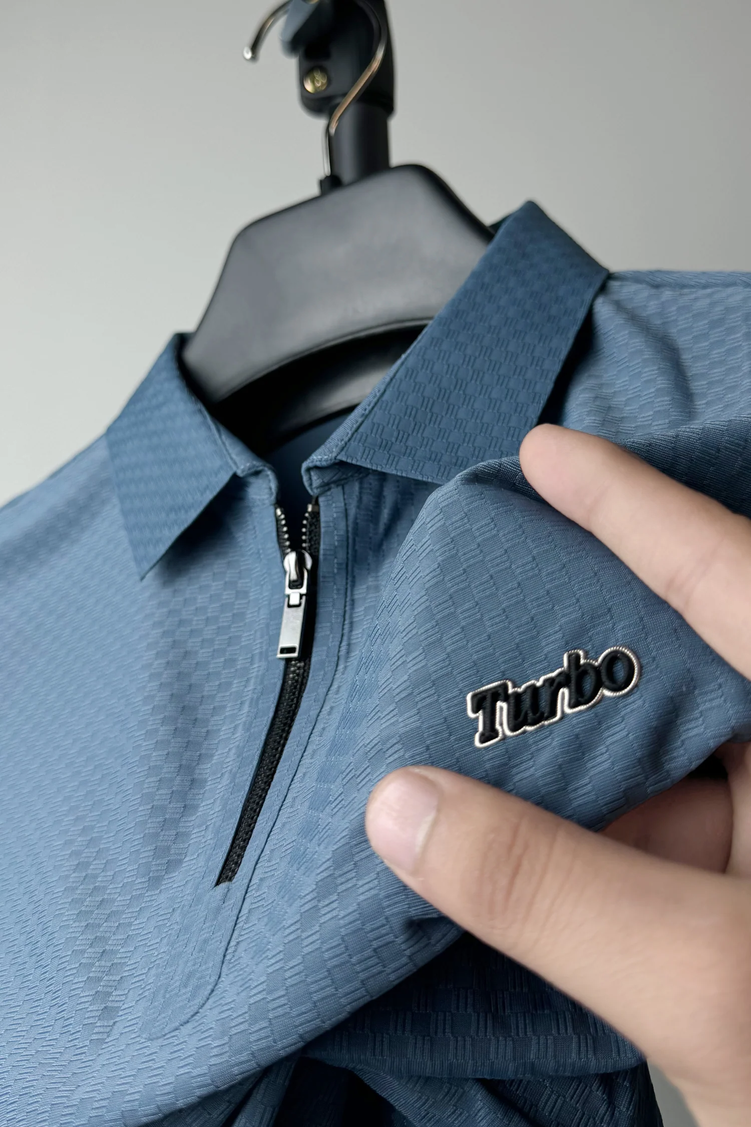 Turbo Abstract Symmetry Zip-Collar Men's Polo Shirt (Copy) - Image 2