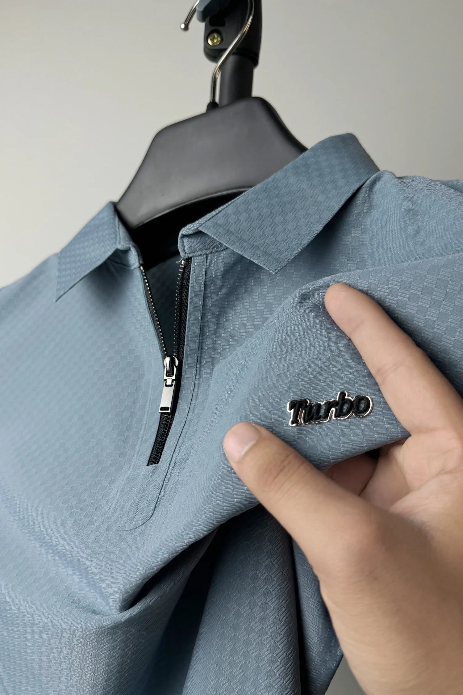 Turbo Abstract Symmetry Zip-Collar Men's Polo Shirt (Copy) - Image 4