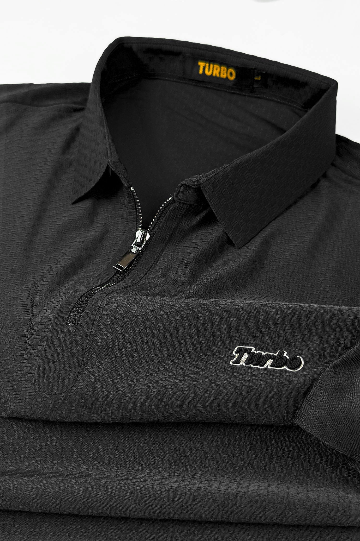Turbo Abstract Symmetry Zip-Collar Men's Polo Shirt - Image 10