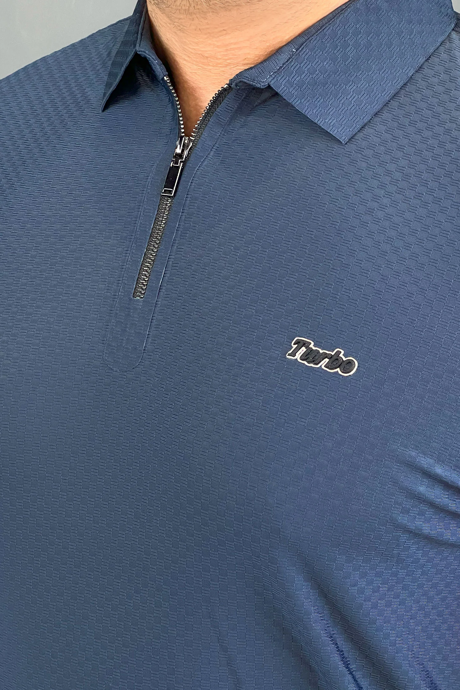 Turbo Abstract Symmetry Zip-Collar Men's Polo Shirt - Image 11