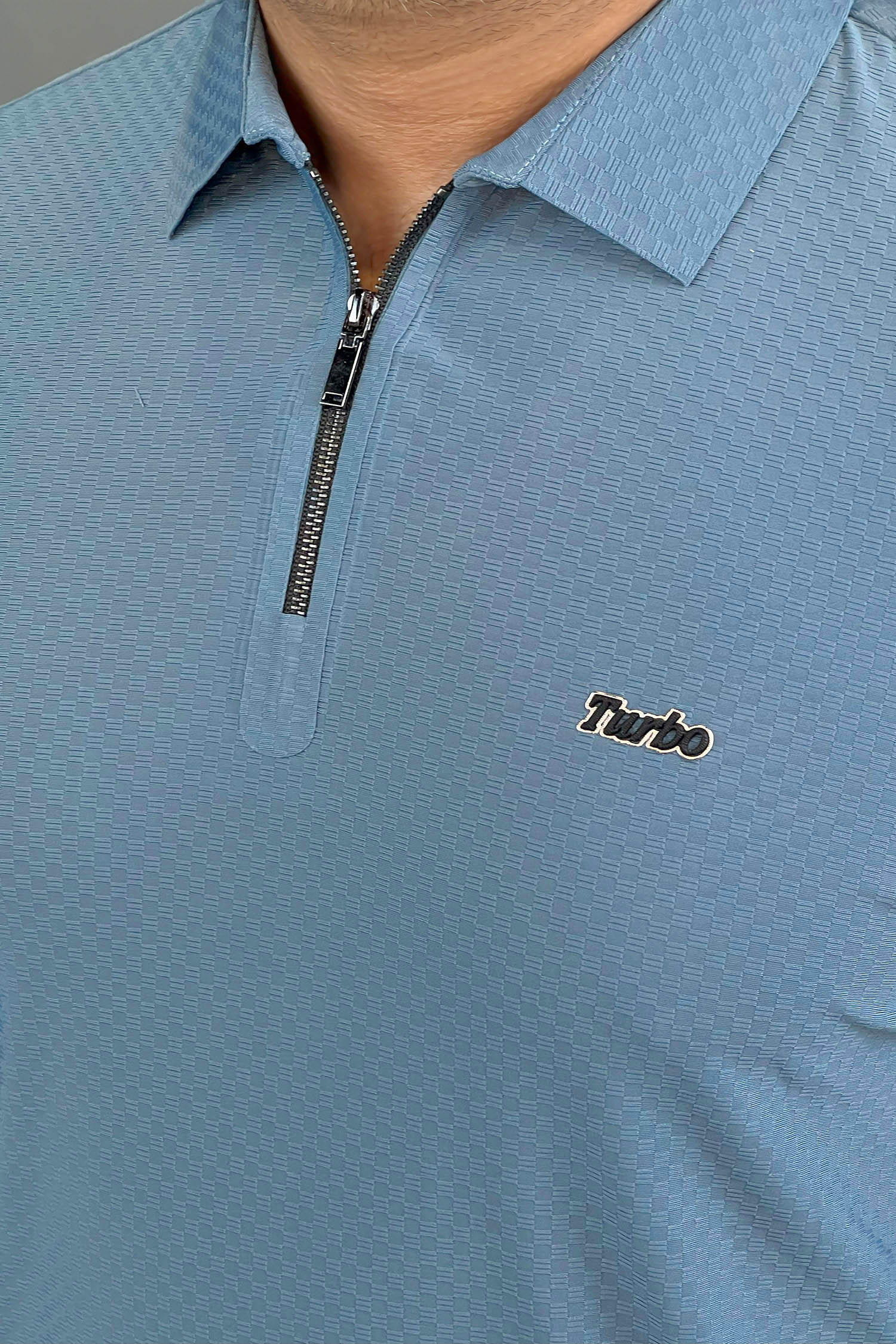 Turbo Abstract Symmetry Zip-Collar Men's Polo Shirt - Image 7