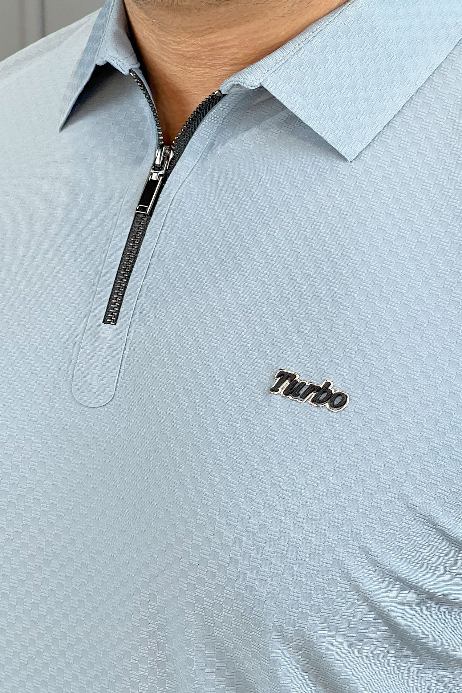 Turbo Abstract Symmetry Zip-Collar Men's Polo Shirt - Image 15
