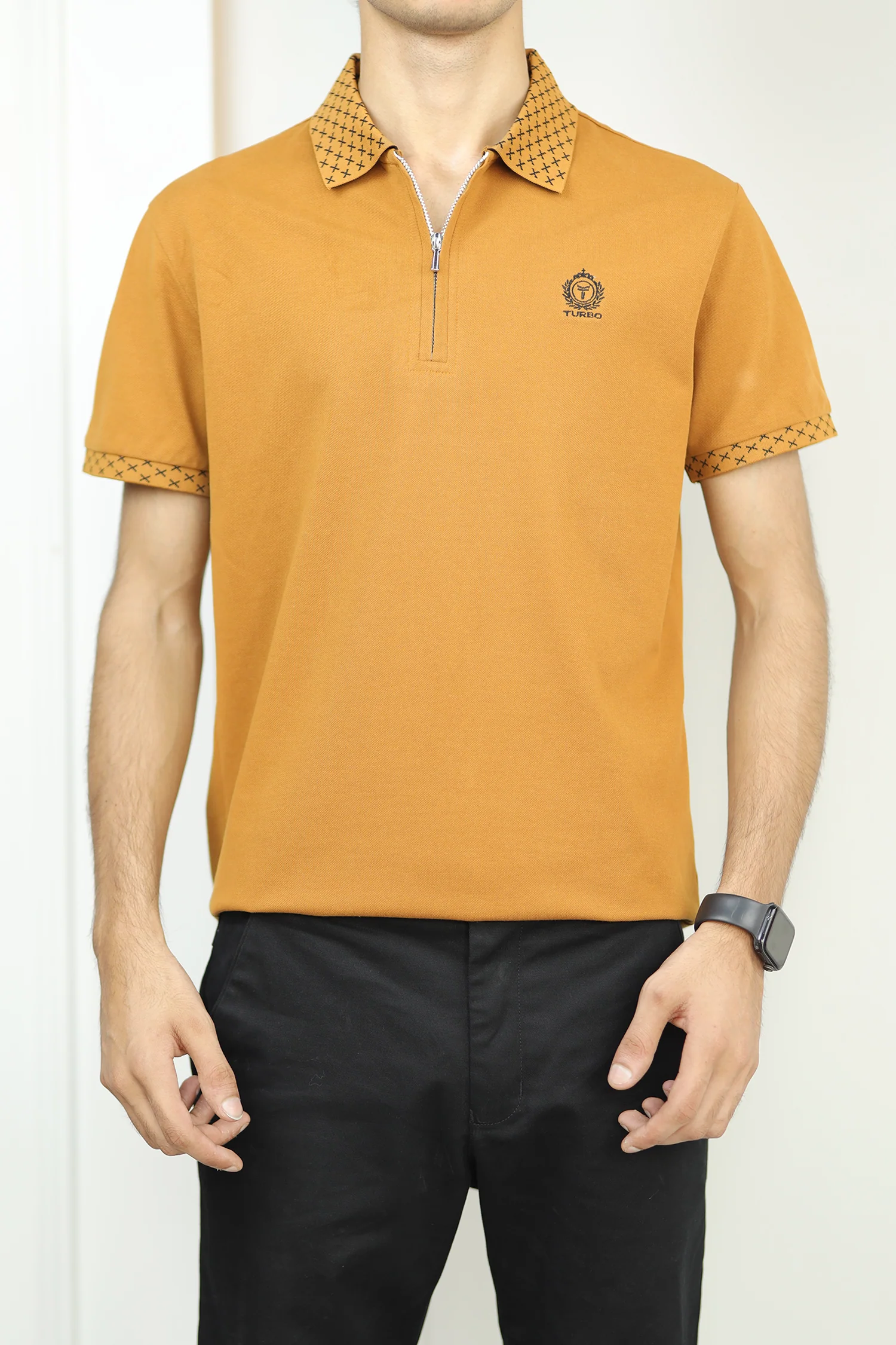 Turbo Abstract Zip Collar Men's Polo Shirt - Image 3