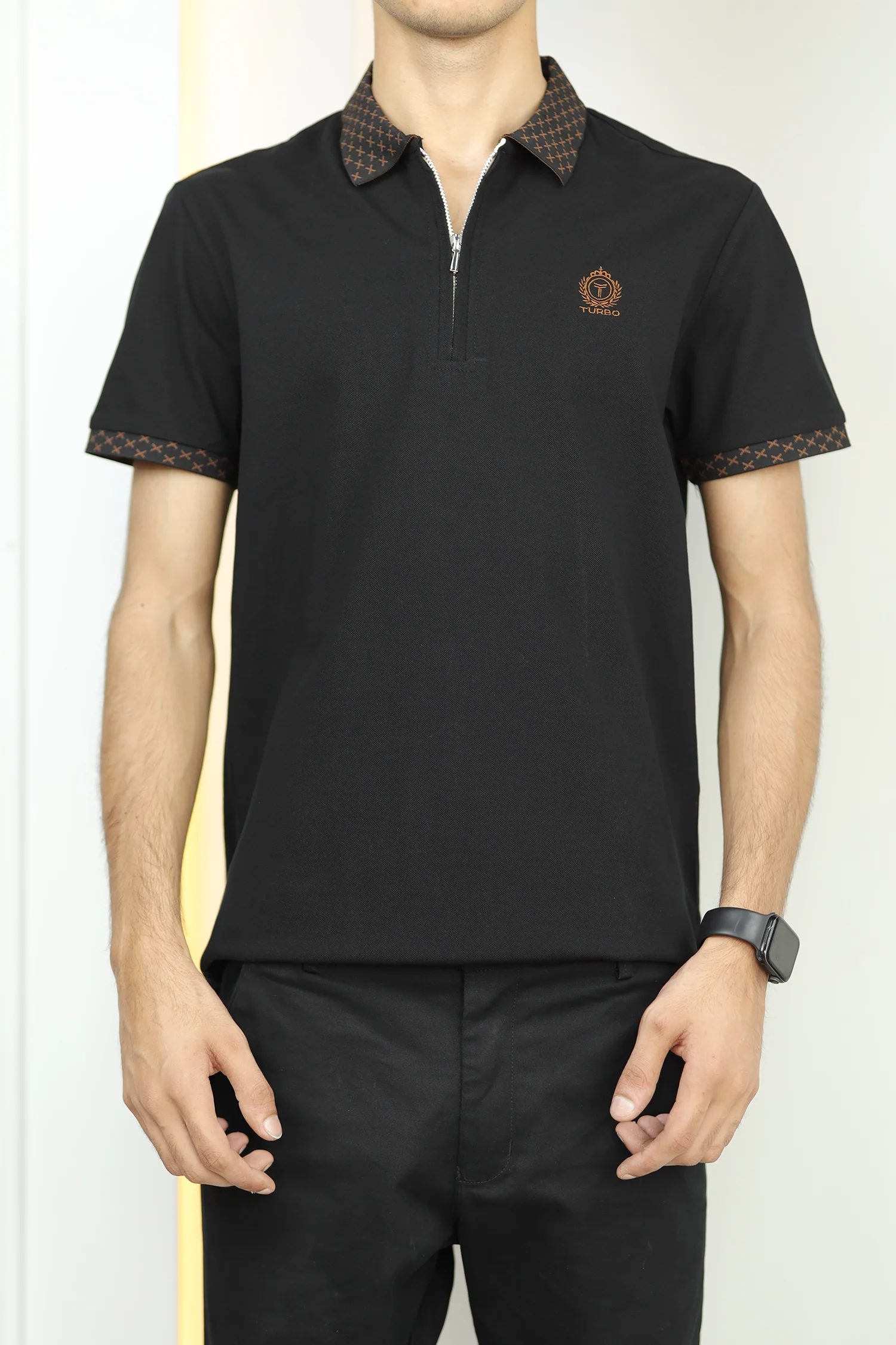 Turbo Abstract Zip Collar Men's Polo Shirt - Image 9