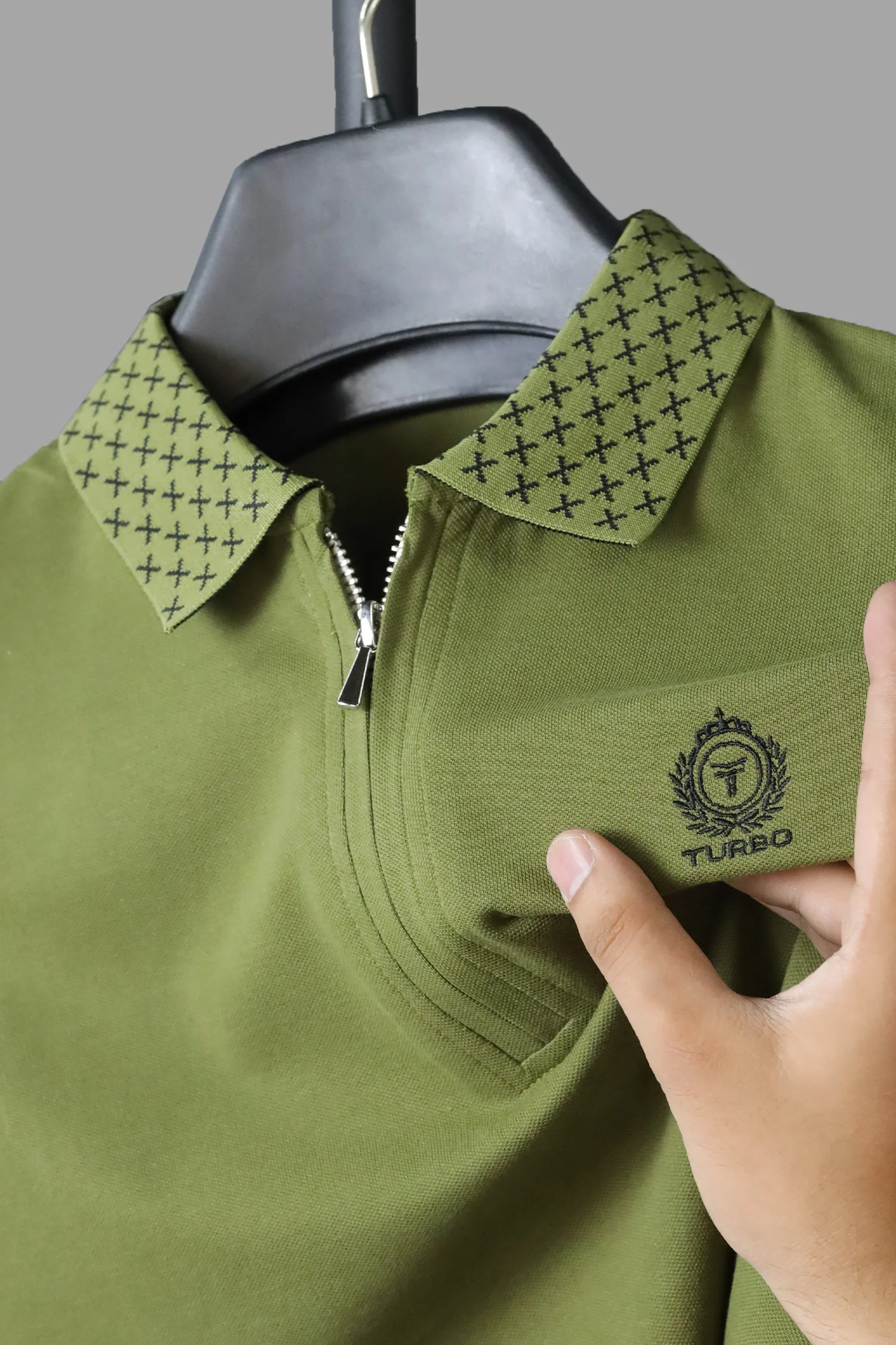 Turbo Abstract Zip Collar Men's Polo Shirt - Image 11