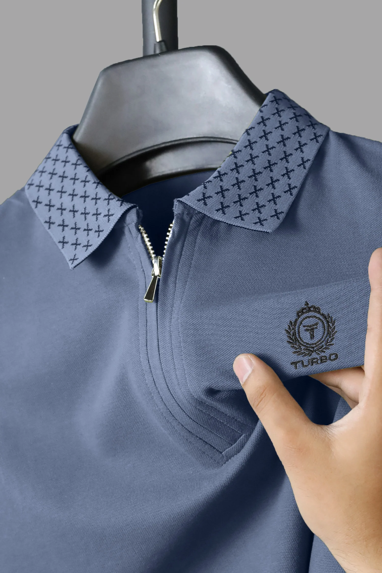 Turbo Abstract Zip Collar Men's Polo Shirt - Image 4