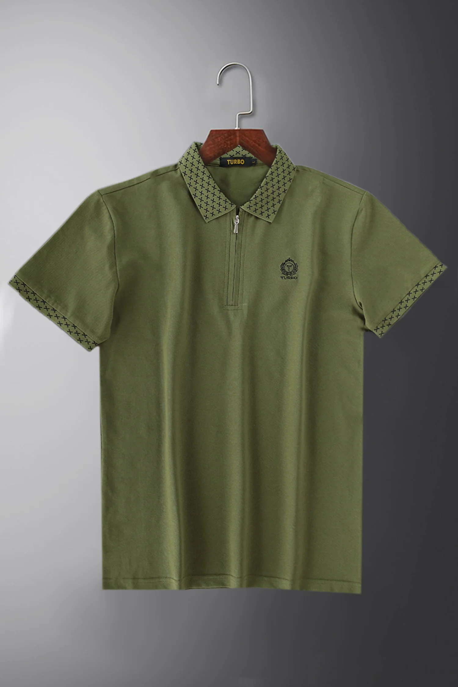 Turbo Abstract Zip Collar Men's Polo Shirt - Image 12