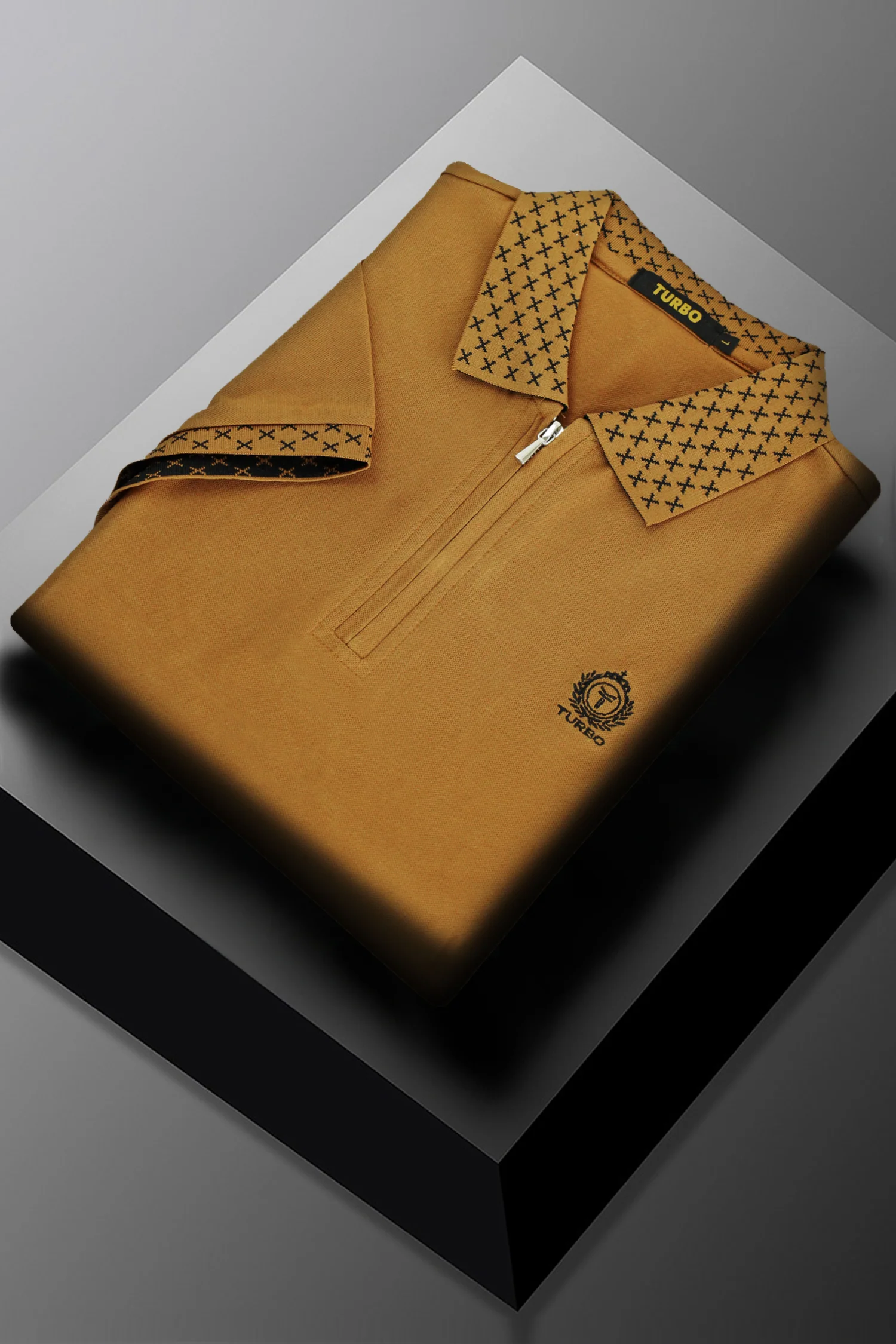 Turbo Abstract Zip Collar Men's Polo Shirt - Image 3
