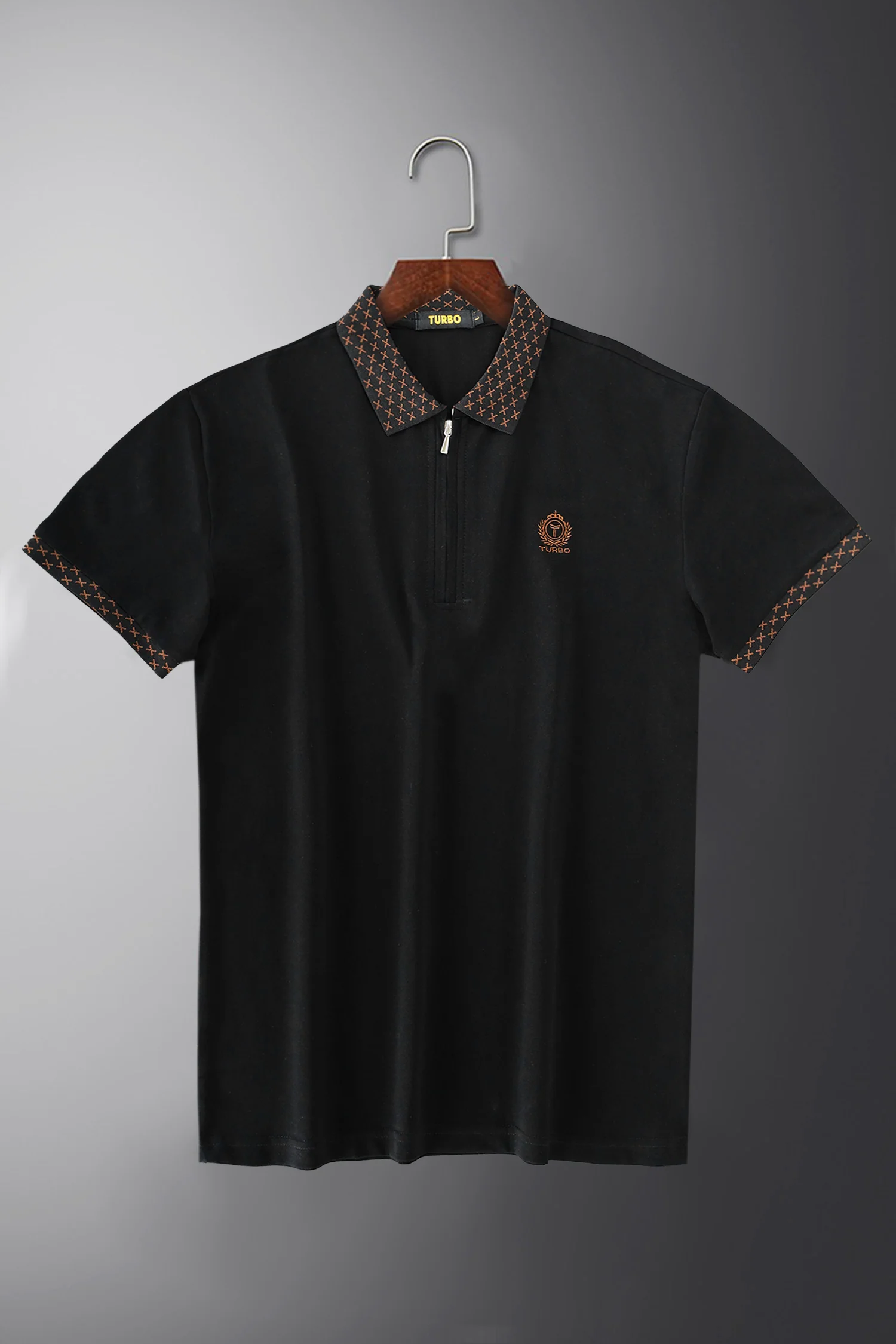 Turbo Abstract Zip Collar Men's Polo Shirt - Image 7