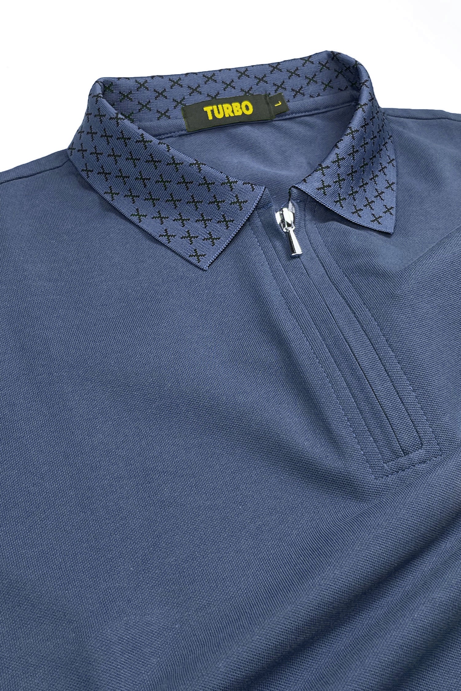 Turbo Abstract Zip Collar Men's Polo Shirt In Blue - Image 2