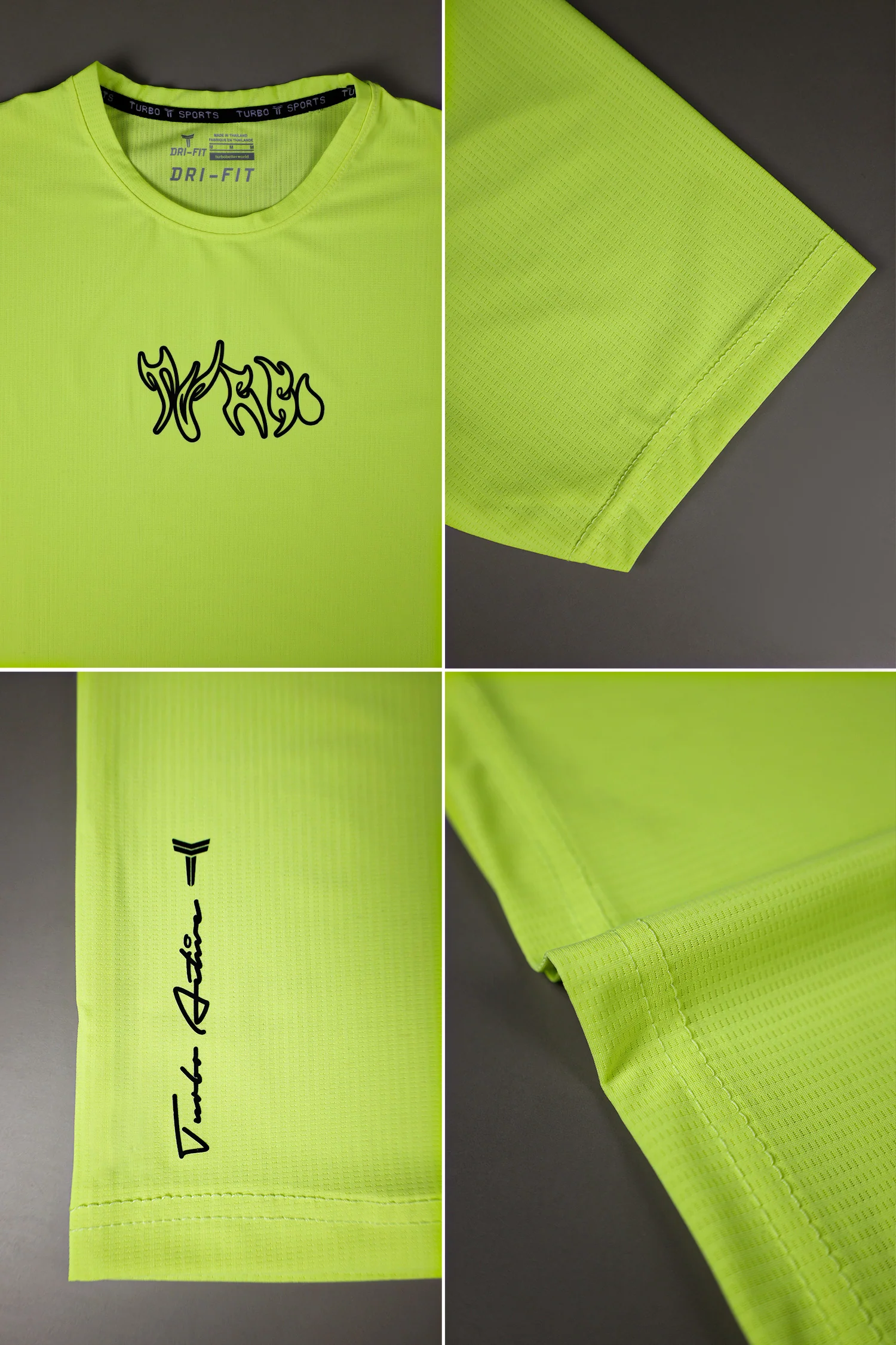 Turbo 'Action-Ready' Graphic Mesh Dry-Fit Tee In Parrot Green - Image 3