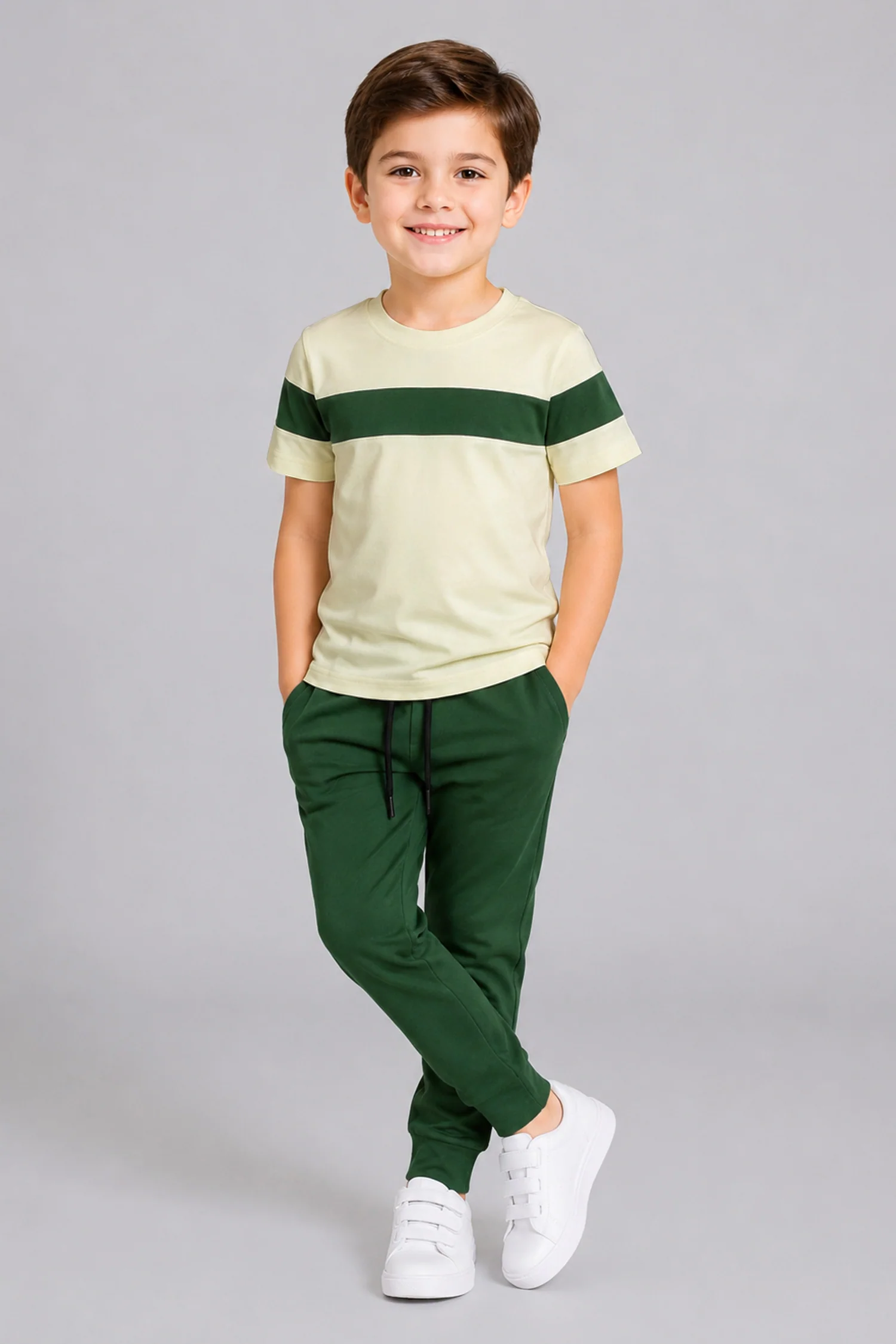 Turbo Apex Dual Tone Younger Kids Co-Ord Set In Cream