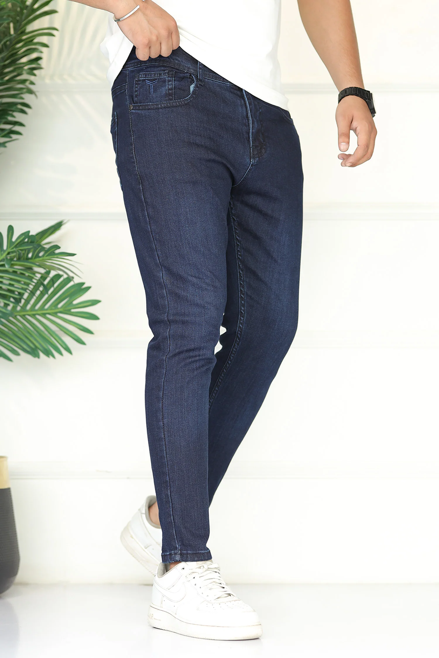 Turbo 'Apex-Strech' Flexible Ankle-Fit Jeans In Dark Navy - Image 2