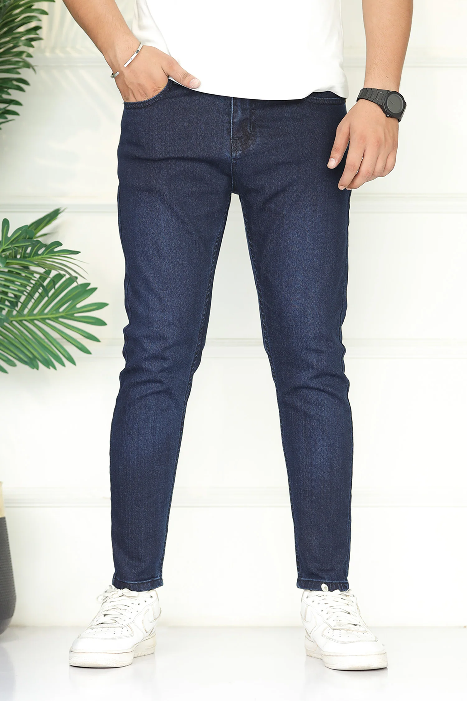 Turbo 'Apex-Strech' Flexible Ankle-Fit Jeans In Dark Navy - Image 3