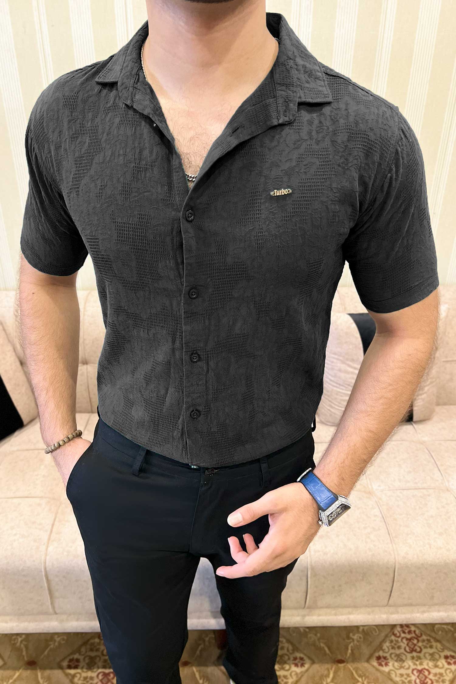 Turbo Artistic Touch Comfort Casual Shirt | Black - Image 4