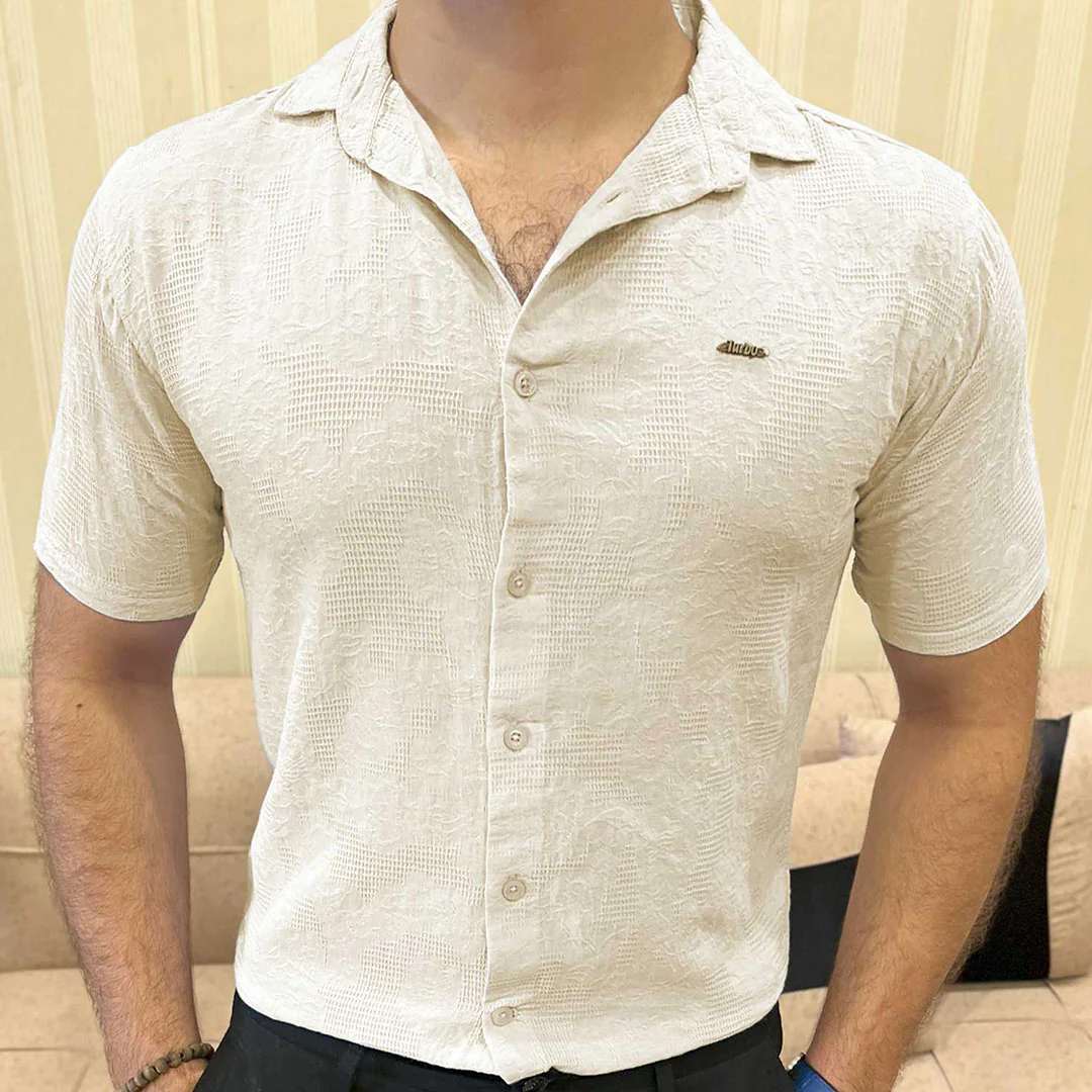 Turbo Artistic Touch Comfort Casual Shirt In Cream - Image 5
