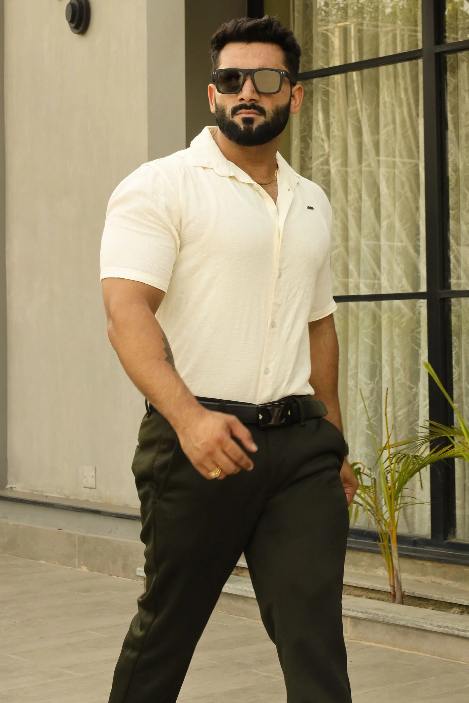 Turbo Artistic Touch Comfort Casual Shirt In Cream - Image 3