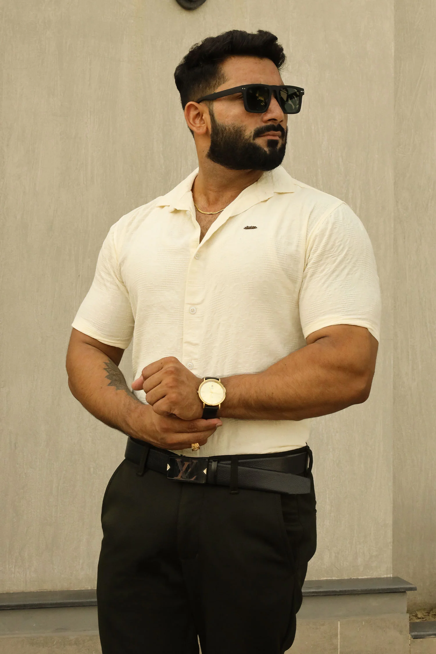 Turbo Artistic Touch Comfort Casual Shirt In Cream - Image 4