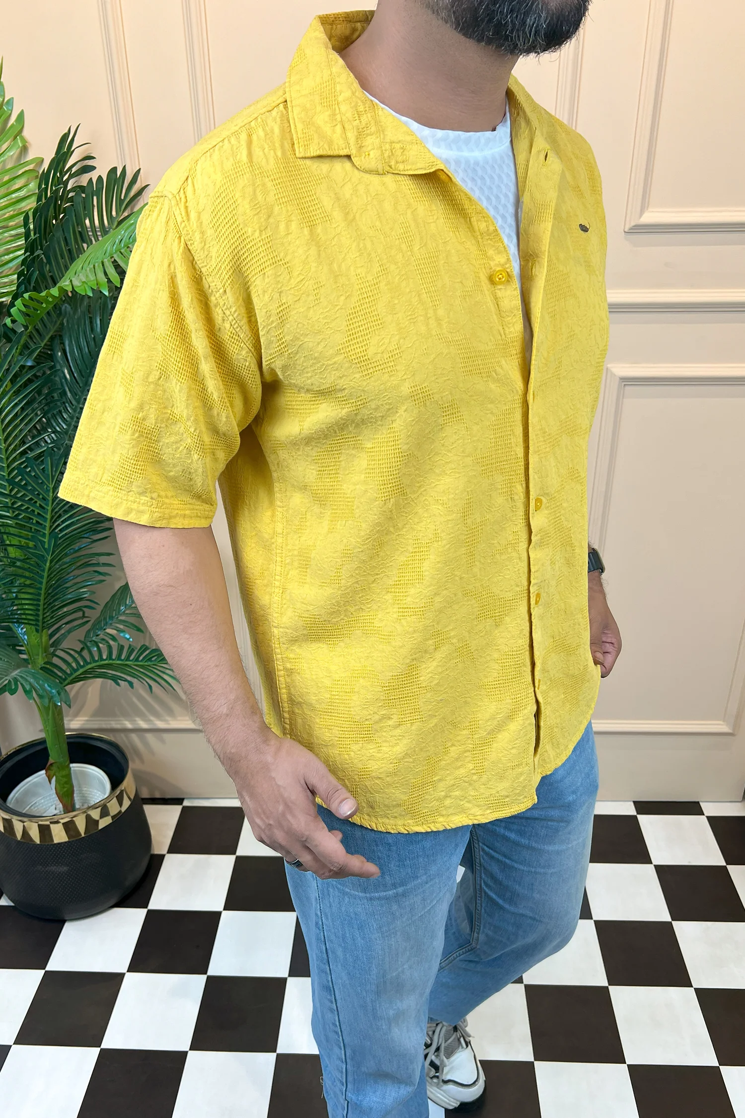 Turbo Artistic Touch Comfort Casual Shirt In Mustard Yellow - Image 3