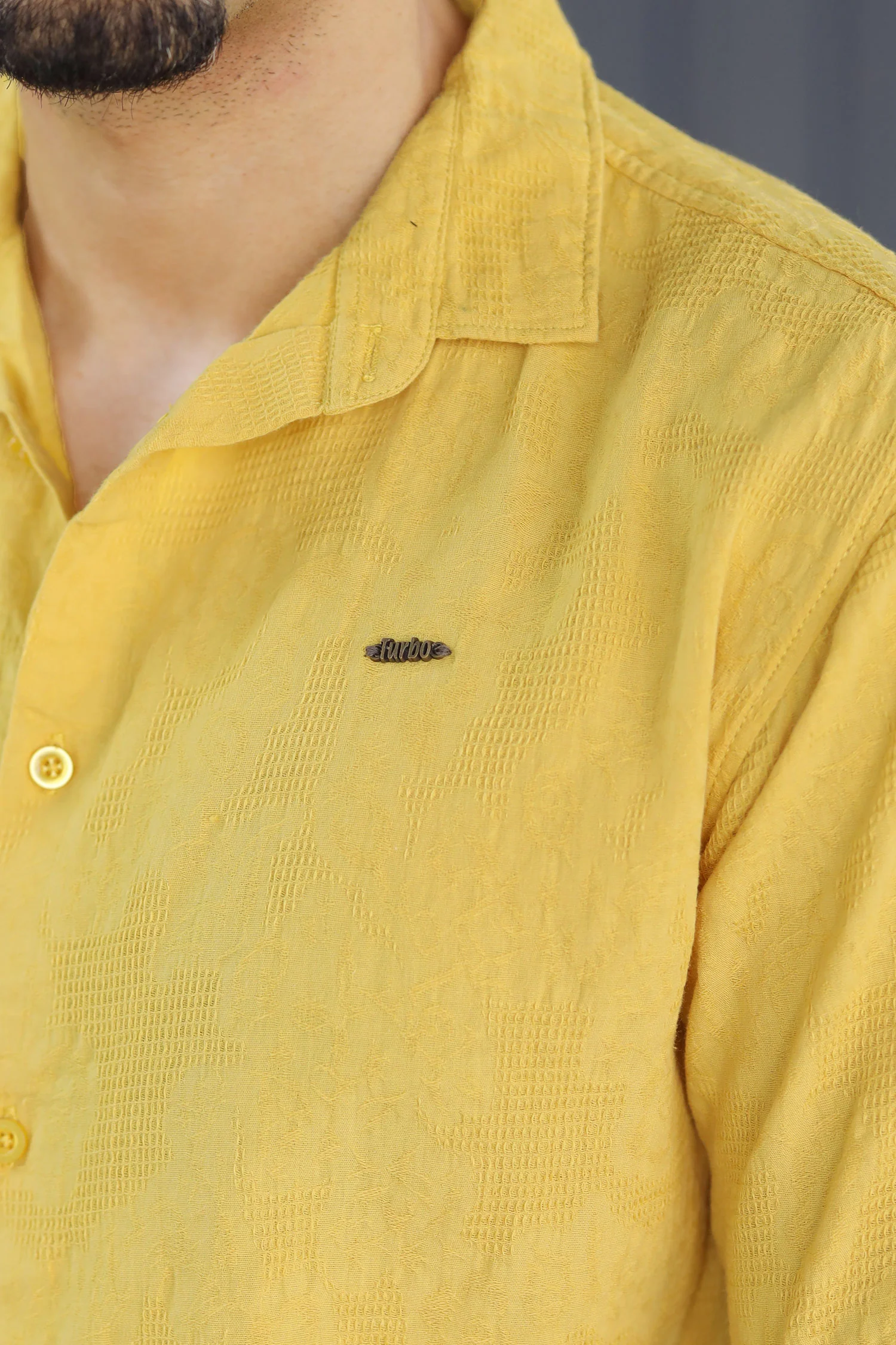 Turbo Artistic Touch Comfort Casual Shirt In Mustard Yellow - Image 3