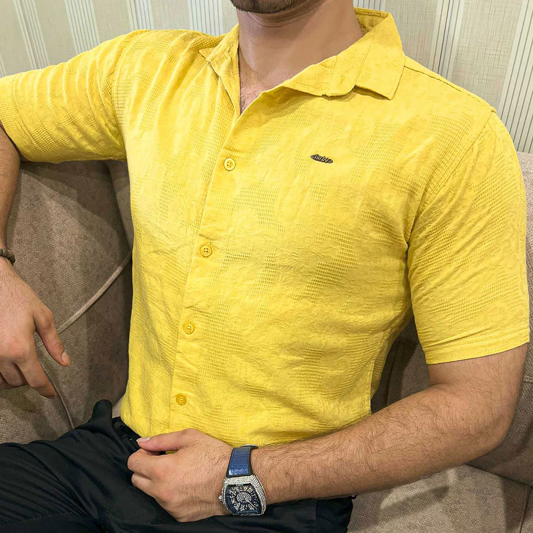 Turbo Artistic Touch Comfort Casual Shirt In Mustard Yellow - Image 4