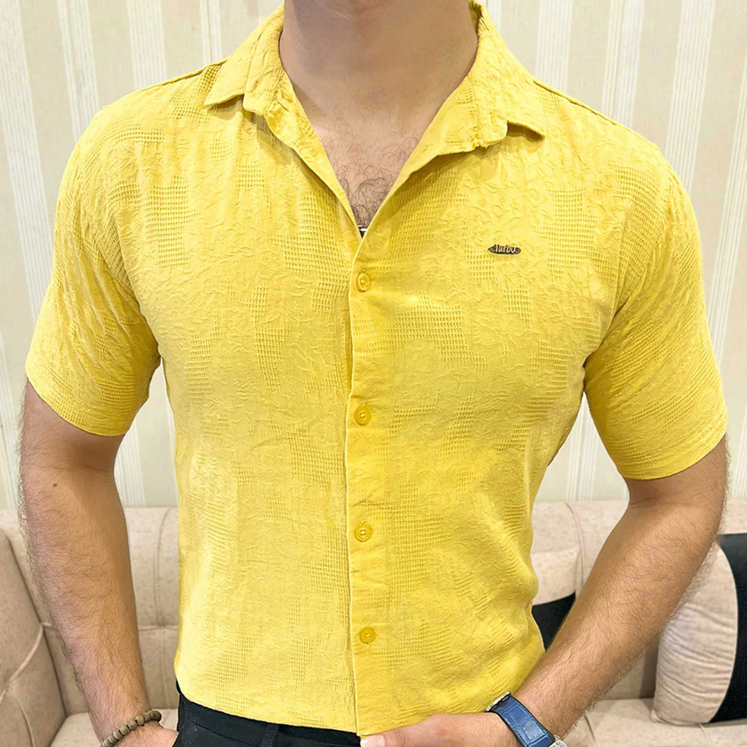 Turbo Artistic Touch Comfort Casual Shirt In Mustard Yellow - Image 5