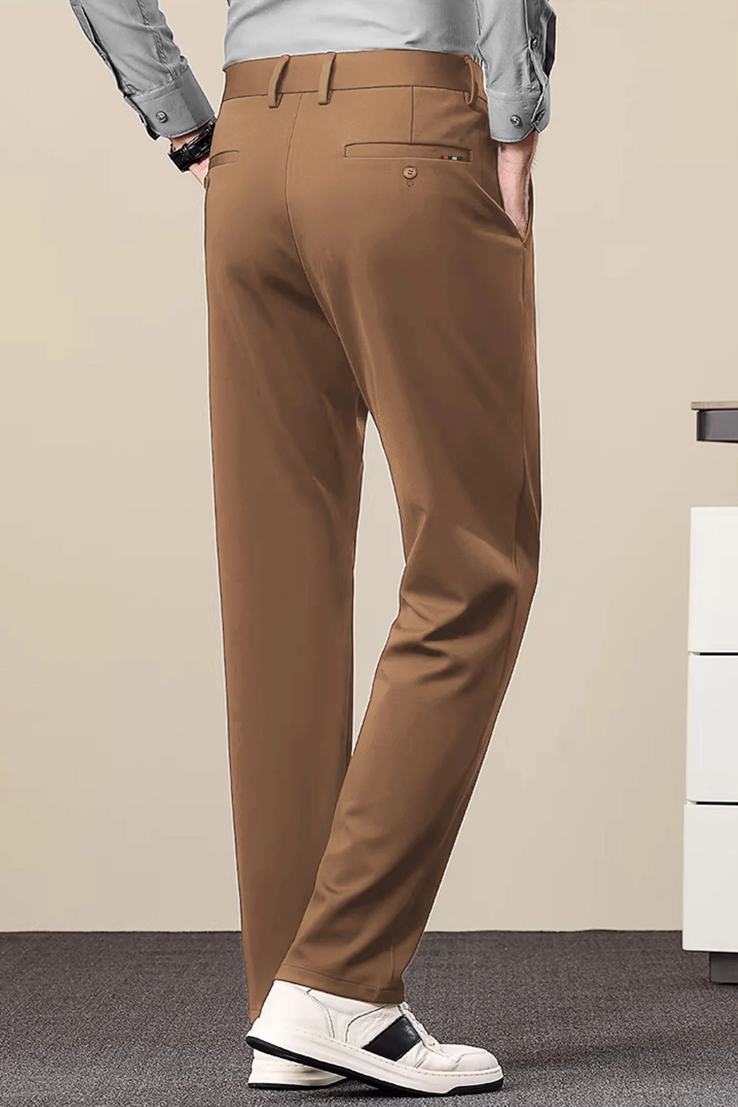 Turbo Axis Intelli-Drape Refined Fit Twil Cotton Pent In Coffee Brown - Image 2