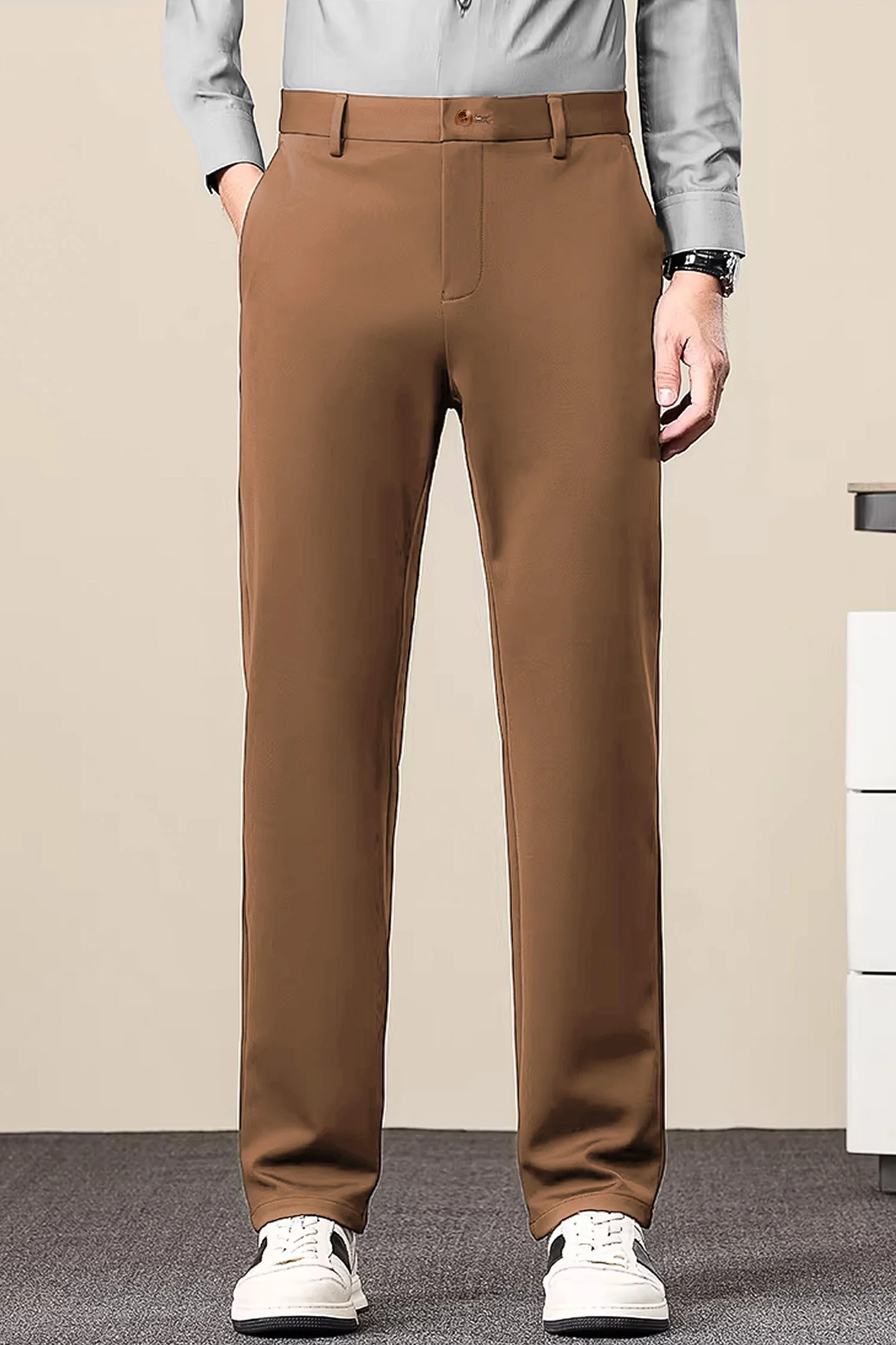 Turbo Axis Intelli-Drape Refined Fit Twil Cotton Pent In Coffee Brown - Image 3