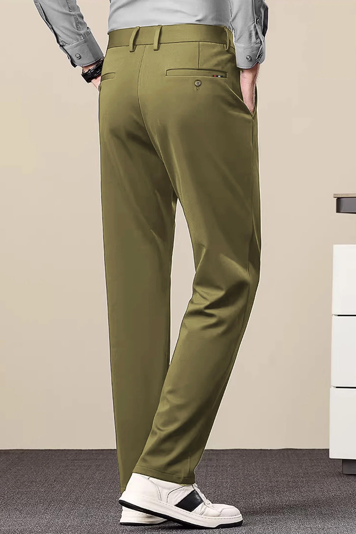 Turbo Axis Intelli-Drape Refined Fit Twil Cotton Pent In Sage Green - Image 2