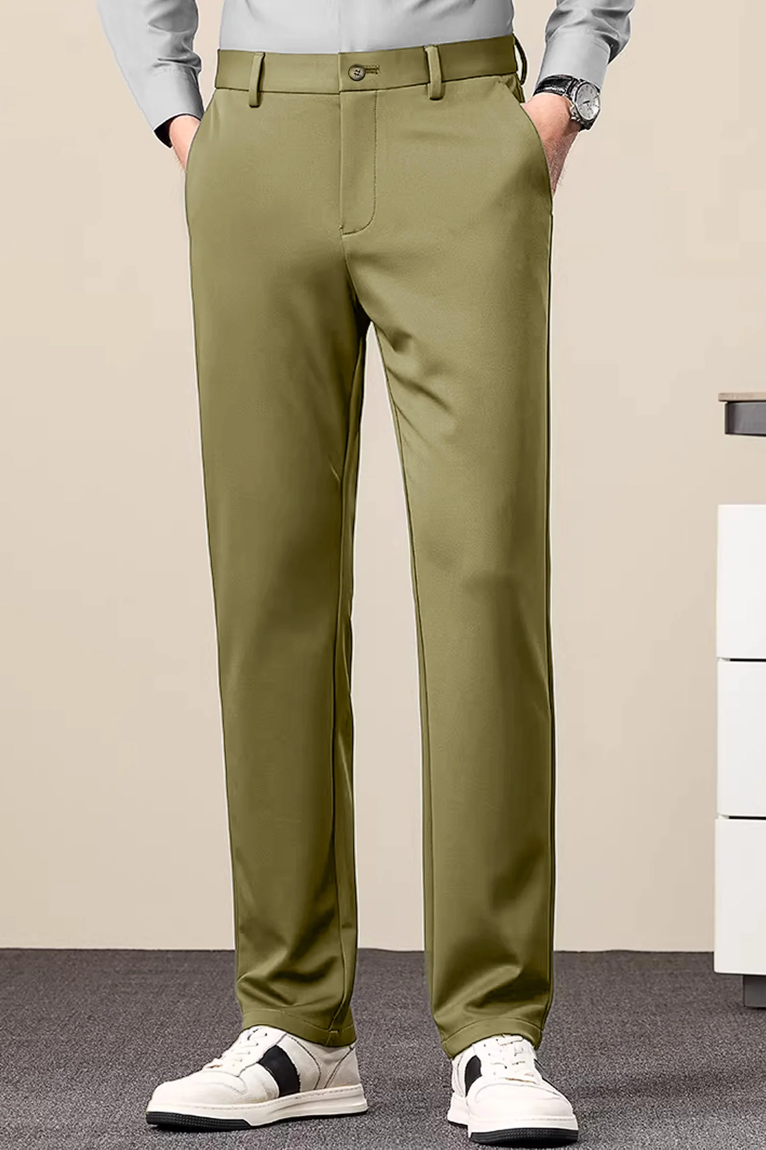 Turbo Axis Intelli-Drape Refined Fit Twil Cotton Pent In Sage Green - Image 3