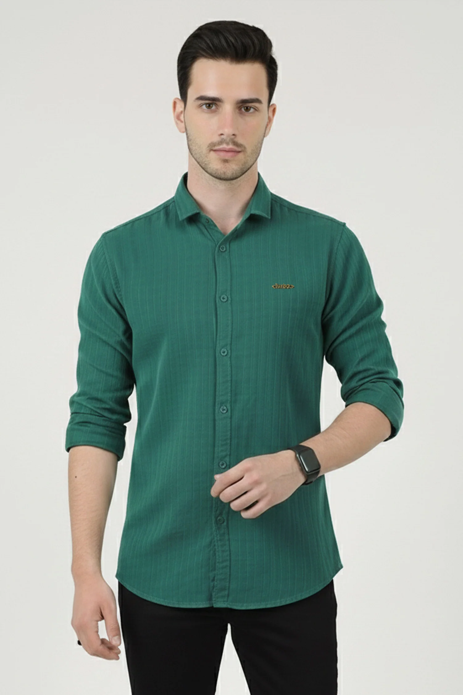 Turbo Billy Textured Knit Long Sleeve Cotton Casual Shirt - Image 16