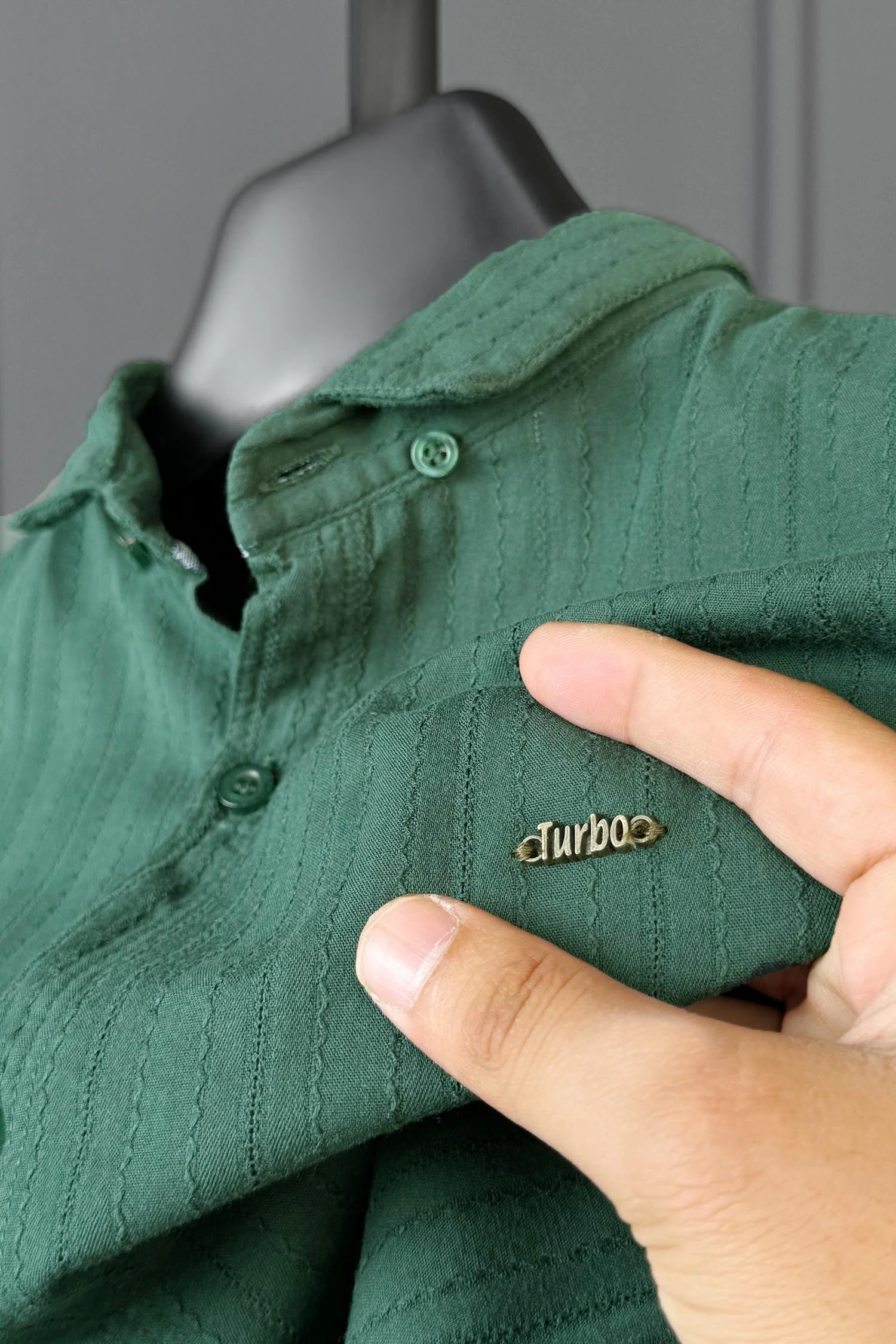 Turbo Billy Textured Knit Long Sleeve Cotton Casual Shirt - Image 17