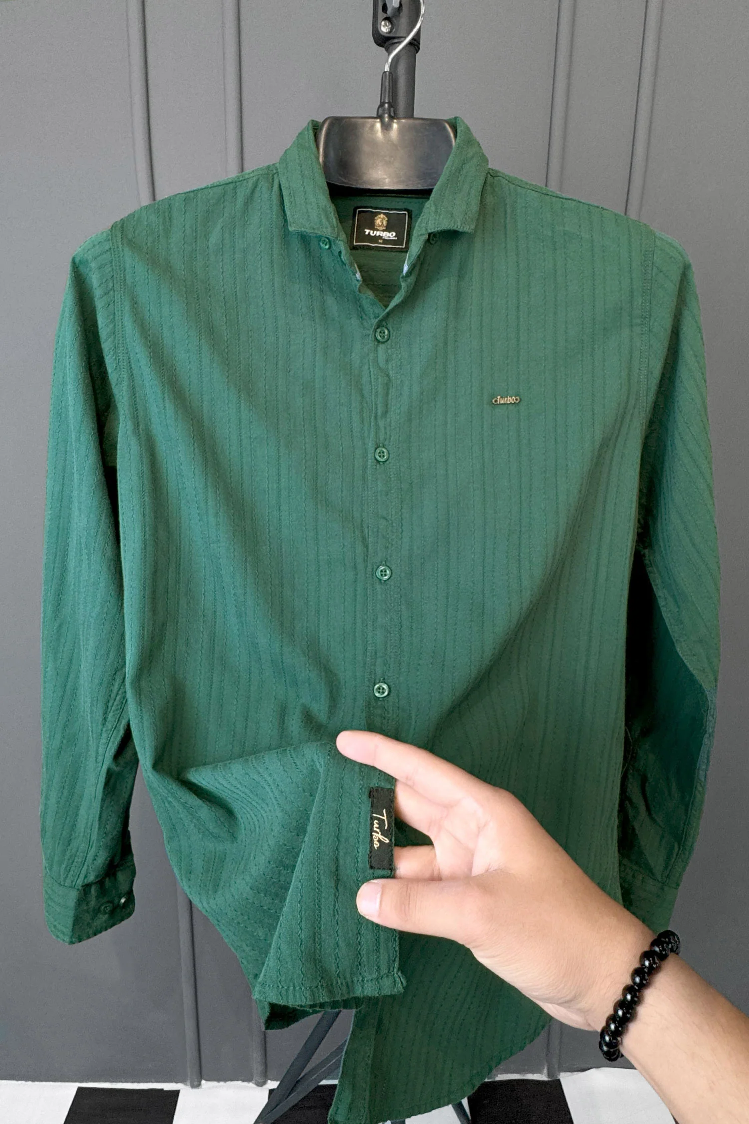 Turbo Billy Textured Knit Long Sleeve Cotton Casual Shirt - Image 18