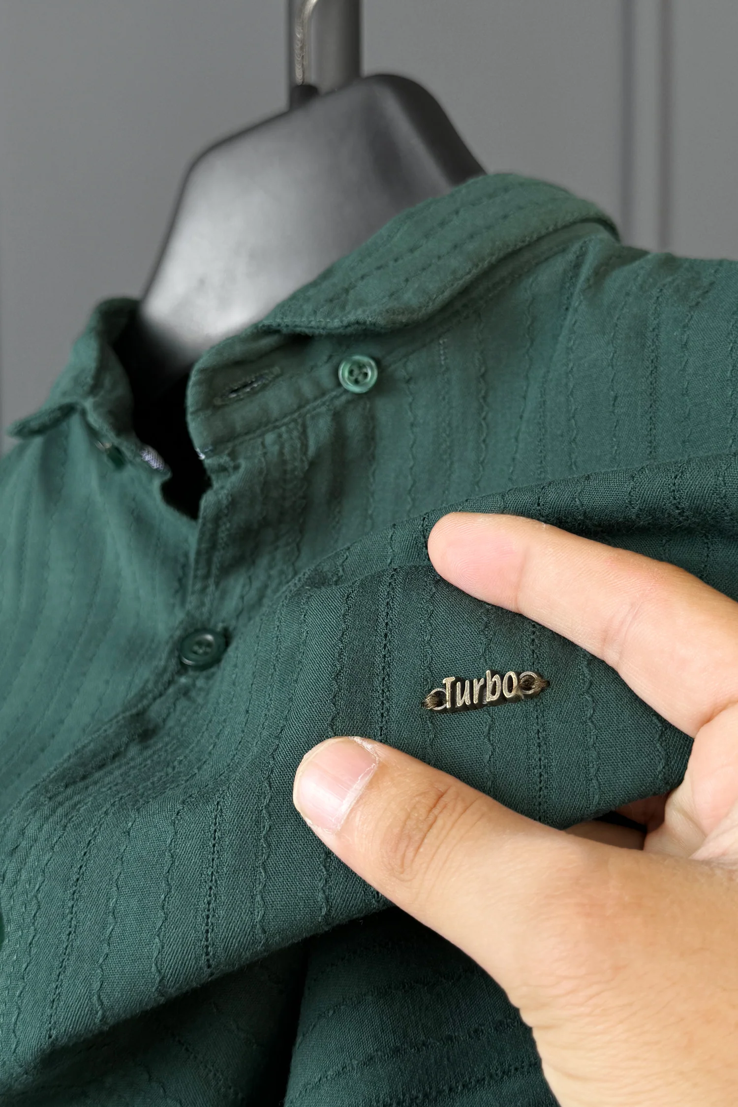 Turbo Billy Textured Knit Long Sleeve Cotton Casual Shirt - Image 13