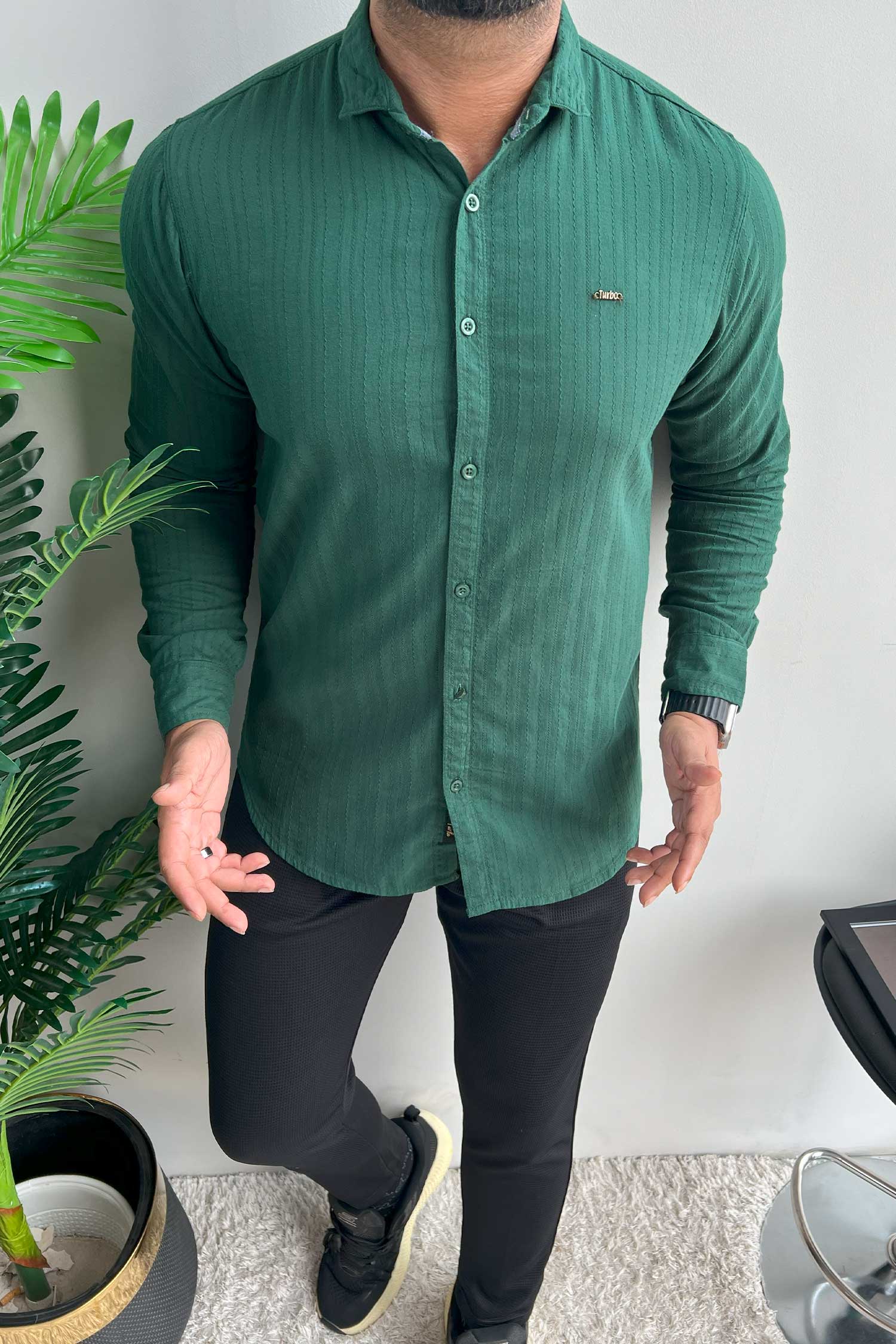 Turbo Billy Textured Knit Long Sleeve Cotton Casual Shirt - Image 10