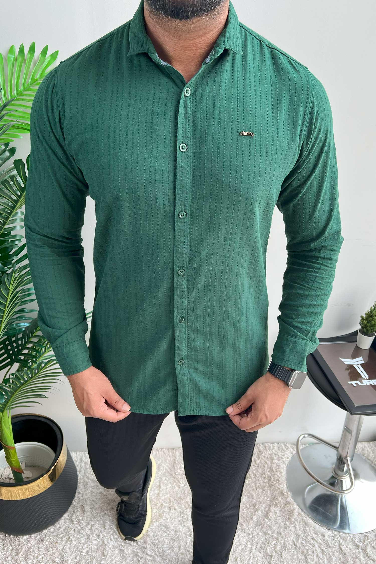 Turbo Billy Textured Knit Long Sleeve Cotton Casual Shirt - Image 12