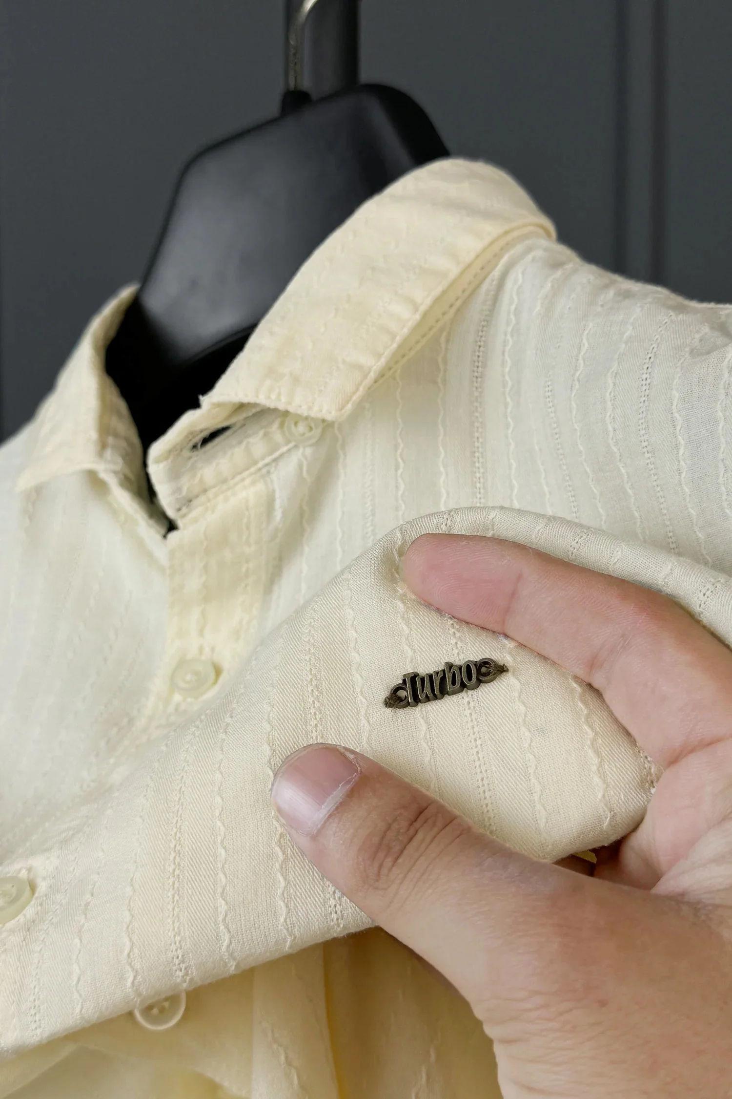 Turbo Billy Textured Knit Long Sleeve Cotton Casual Shirt - Image 5
