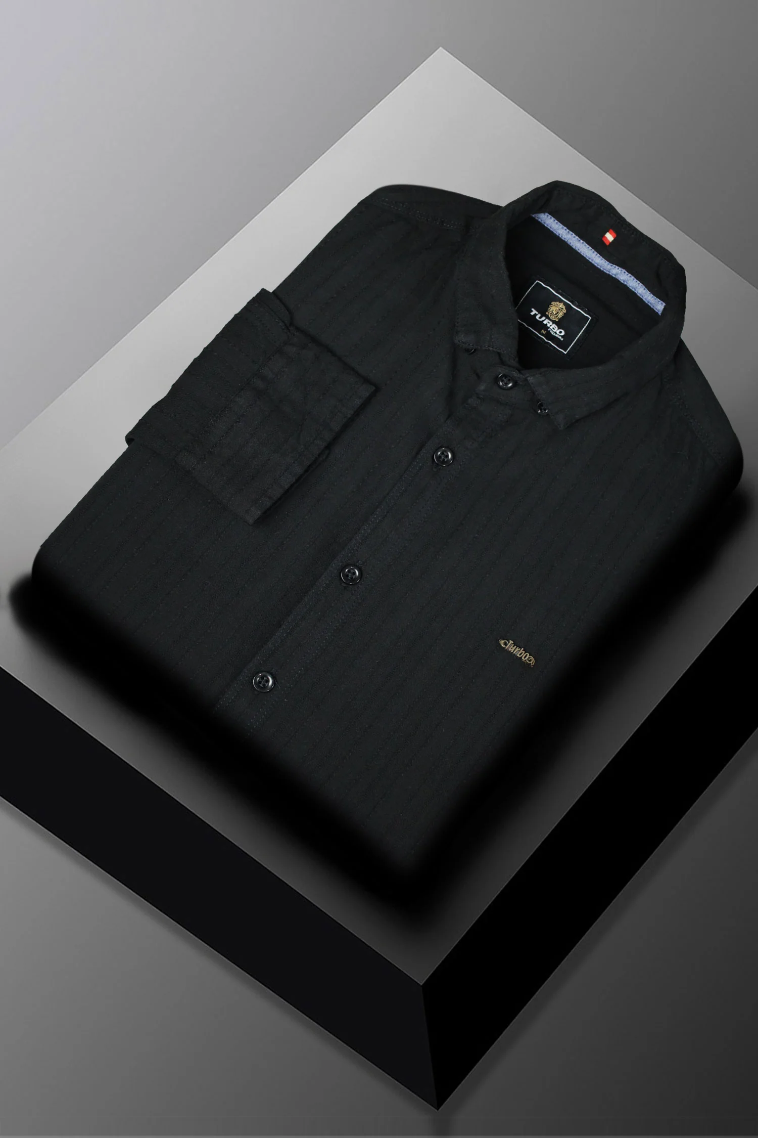 Turbo Billy Textured Knit Long Sleeve Cotton Casual Shirt In Black - Image 4